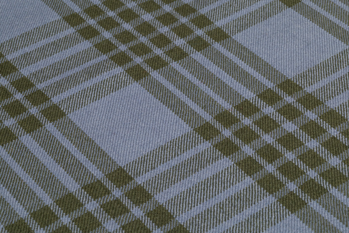 Plaid Italian Wool Suiting - Green / Slate Blue