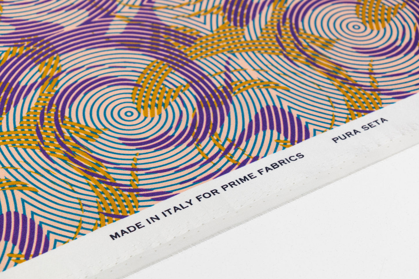 Abstract Italian Silk Charmeuse - Purple / Gold / Blue