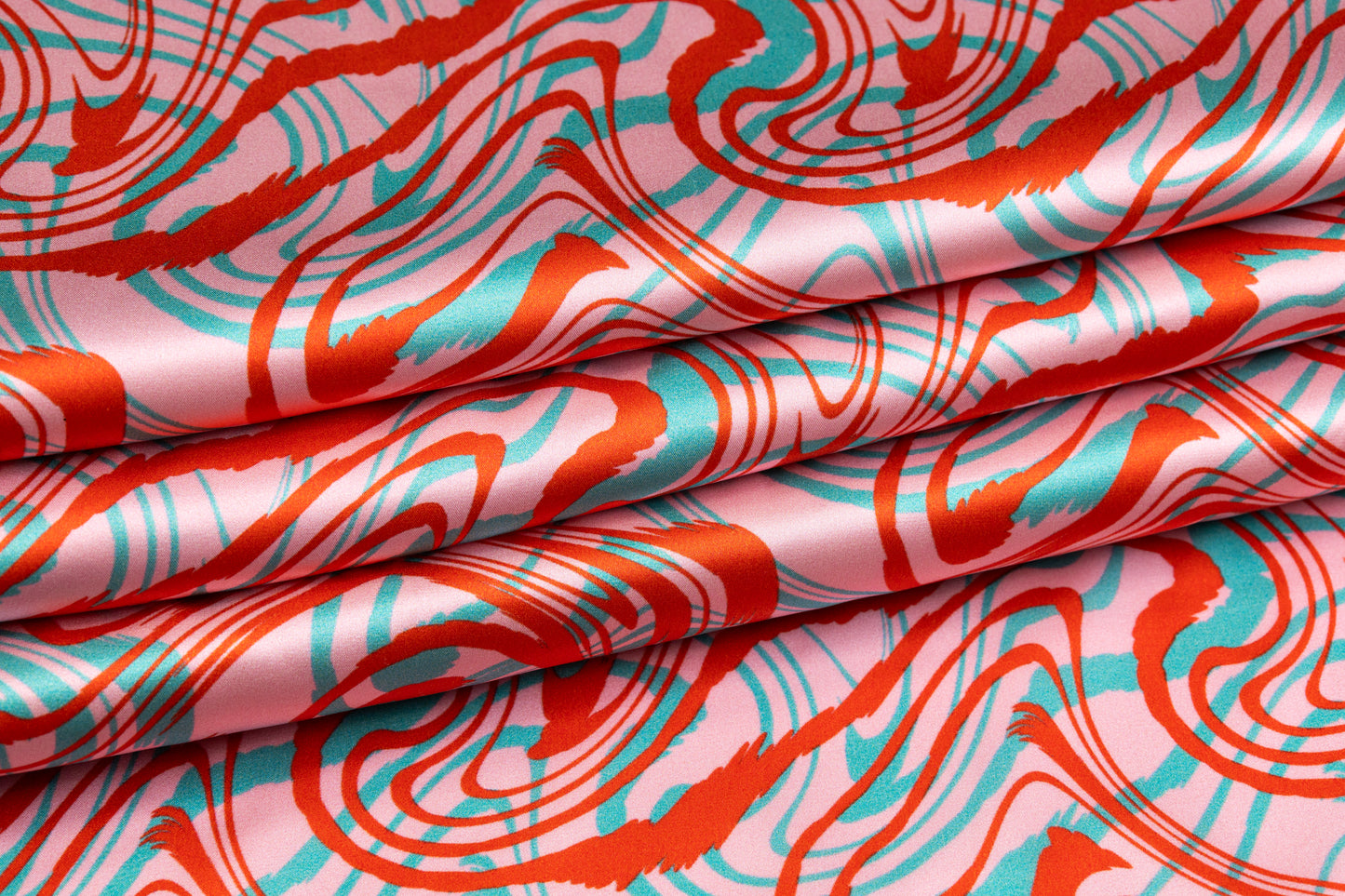 Abstract Italian Silk Charmeuse - Pink / Red / Turquoise