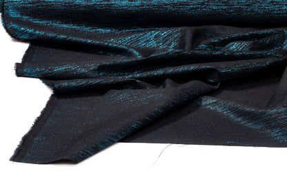 Metallic Italian Wool Suiting - Black / Electric Blue