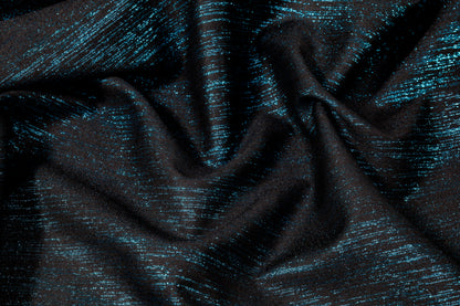 Metallic Italian Wool Suiting - Black / Electric Blue
