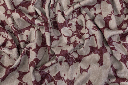 Abstract Italian Cotton Blend Brocade - Burgundy / Taupe