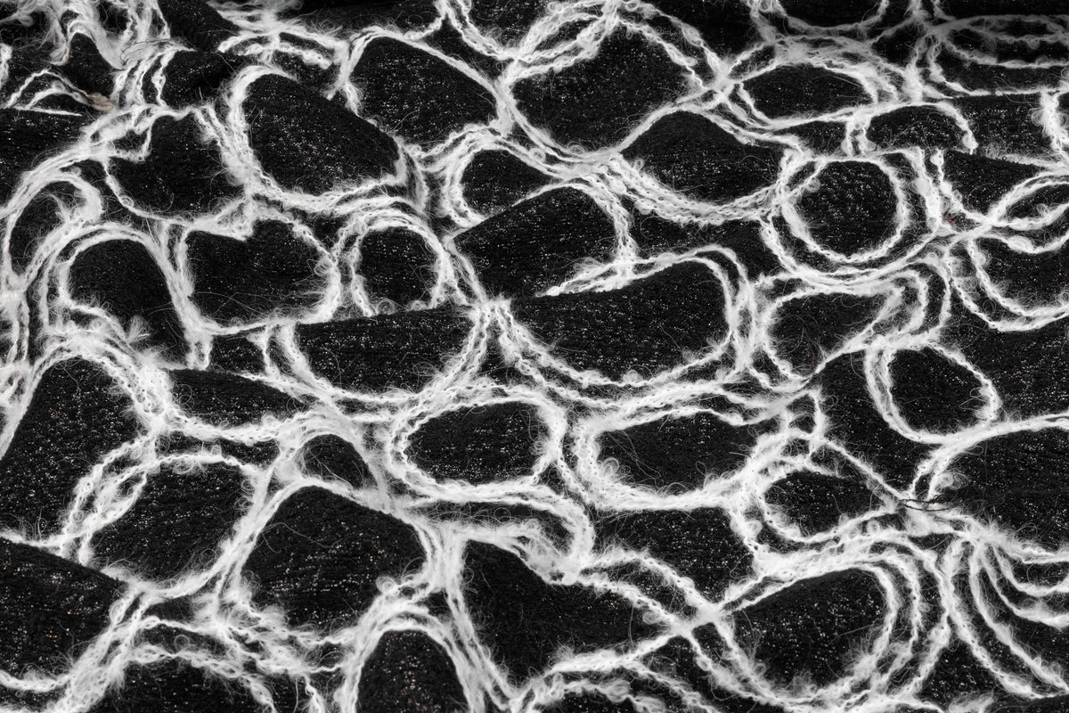Geometric Metallic Wool Blend Tweed Boucle - Black / White