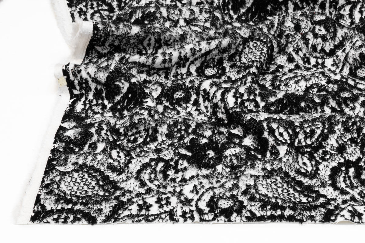 Abstract Paisley Viscose Nylon Coating - Black / White