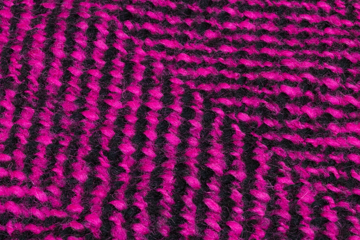 Herringbone Italian Wool Coating - Fucshia / Black