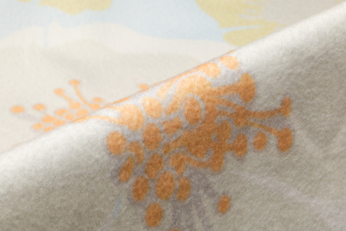 Floral Italian Double Wool Nylon Coating - Blue / Green / Orange