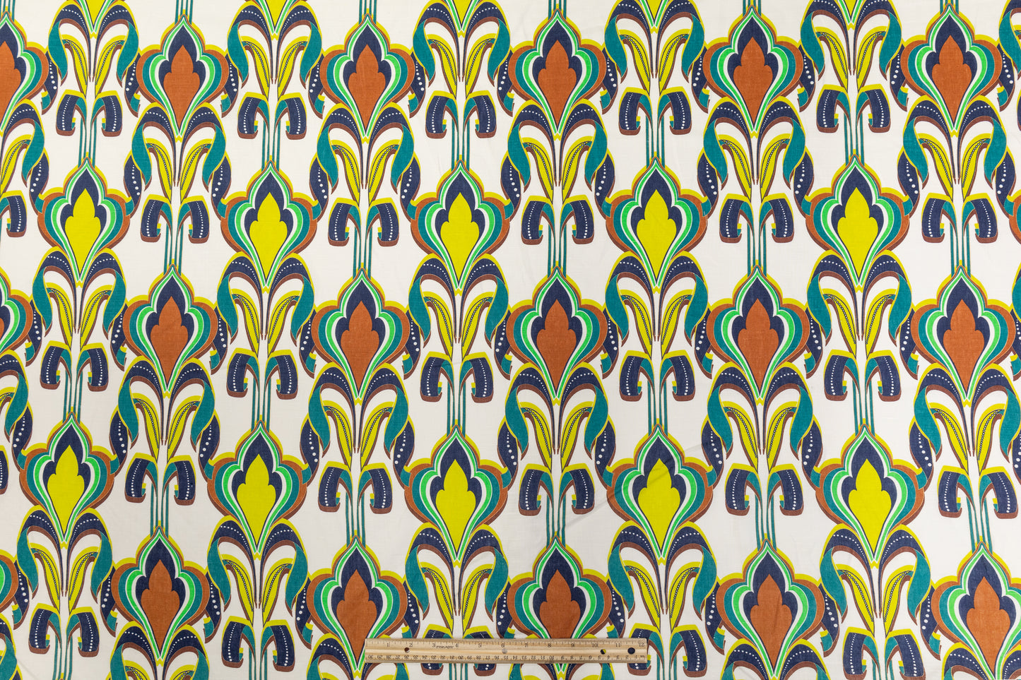 Printed Italian Linen - Green / Brown / Yellow