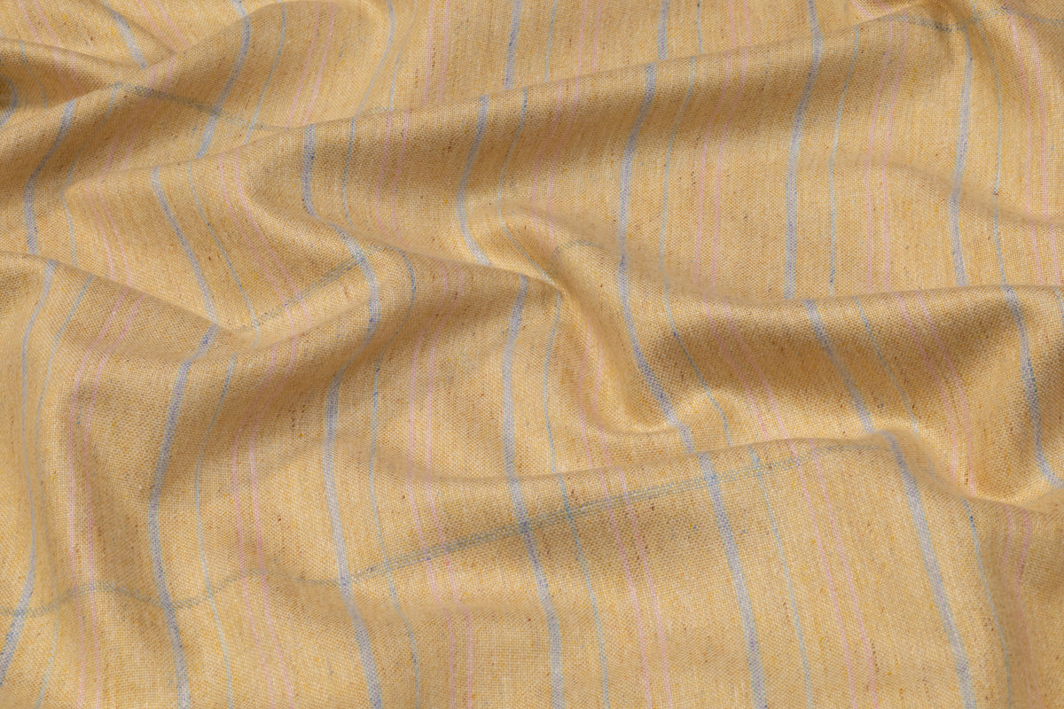 Checked Italian Silk and Wool Suiting - Golden Beige
