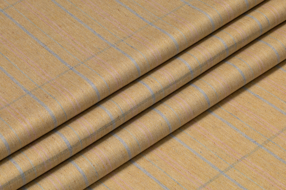 Checked Italian Silk and Wool Suiting - Golden Beige