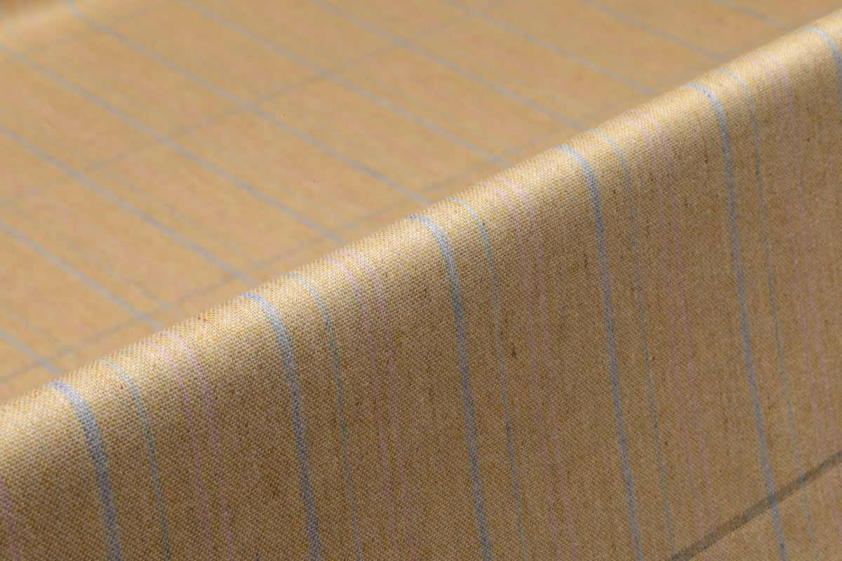 Checked Italian Silk and Wool Suiting - Golden Beige