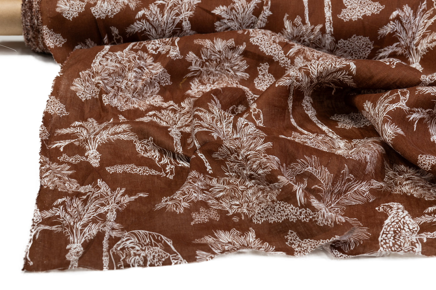 Jungle Print Italian Linen - Brown