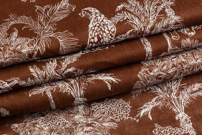 Jungle Print Italian Linen - Brown