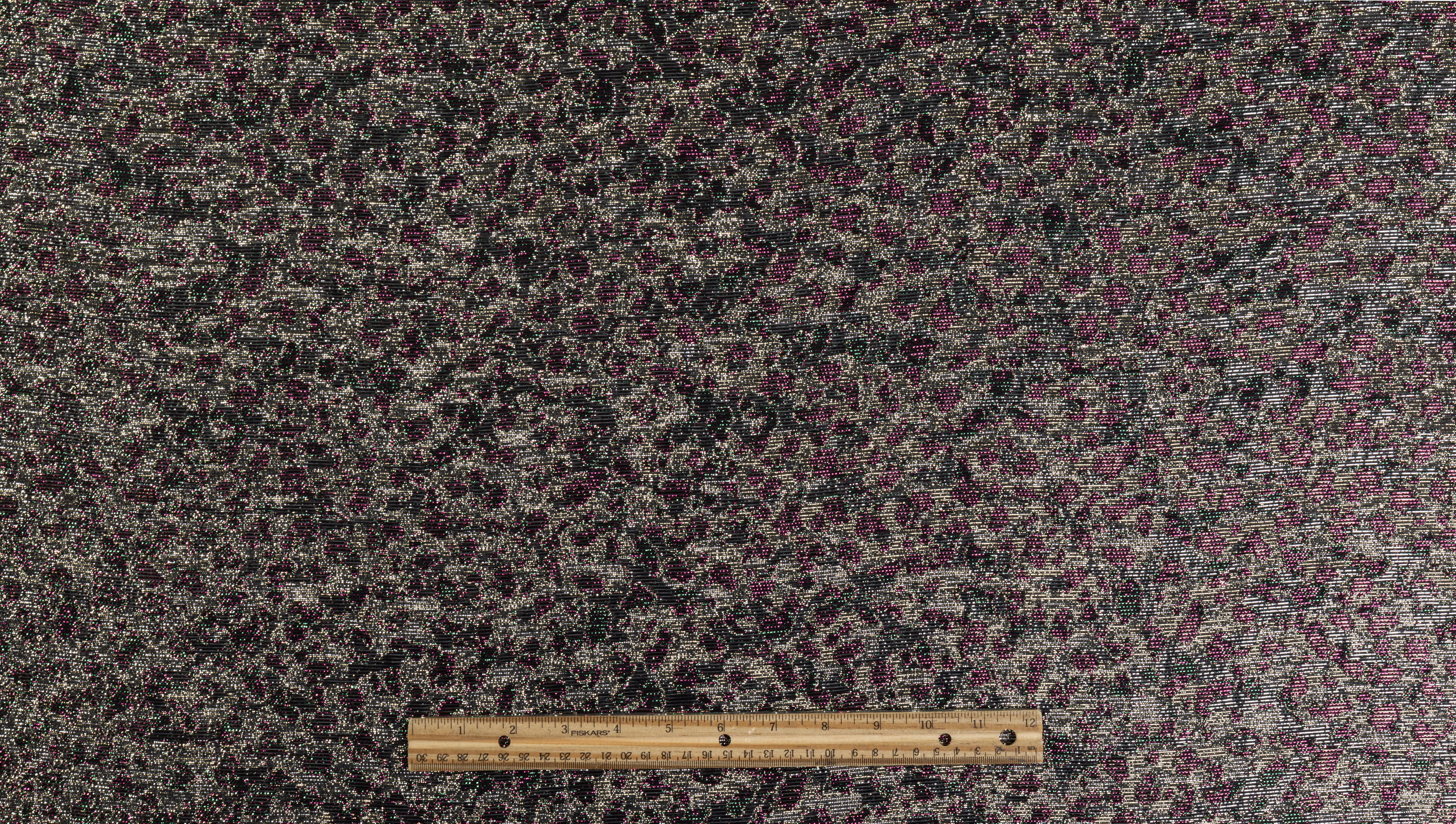 Cheetah Silk Lamé - Platinum / Fuchsia / Green