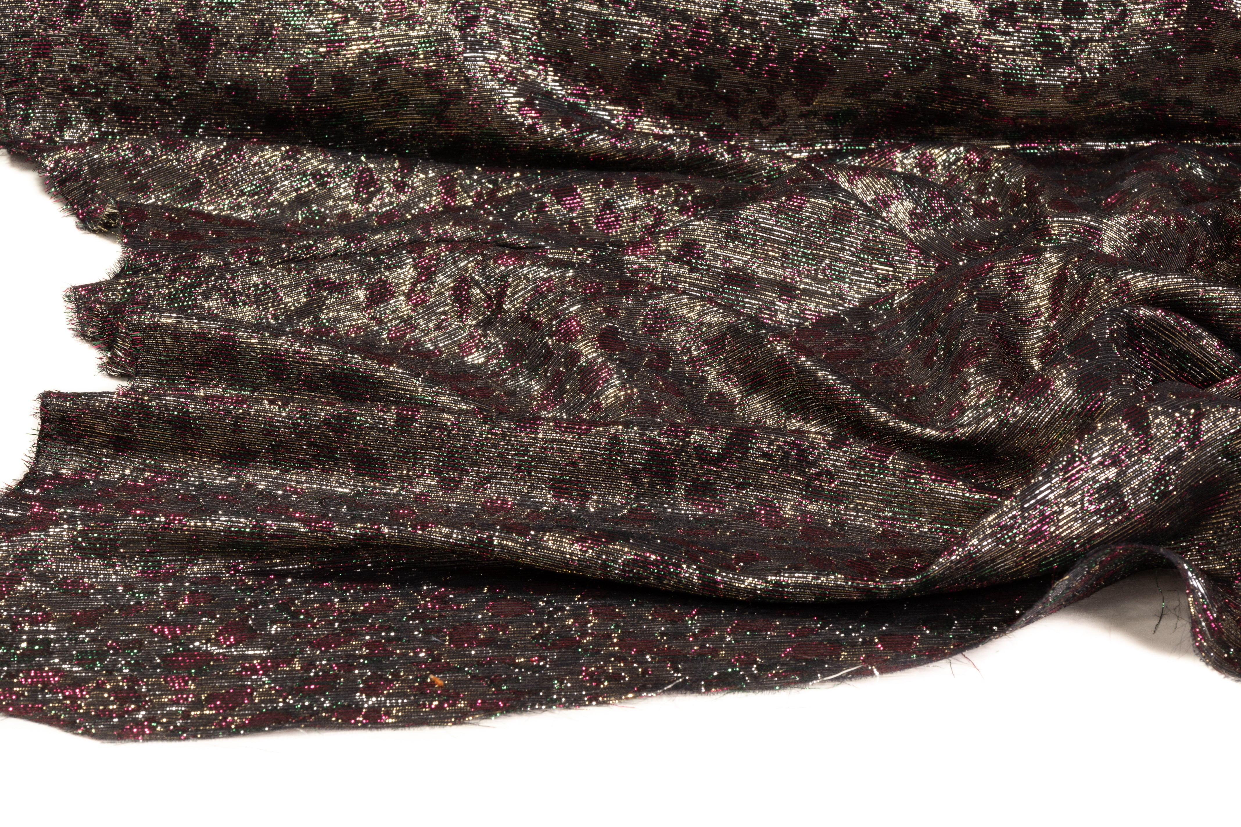 Cheetah Silk Lamé - Platinum / Fuchsia / Green