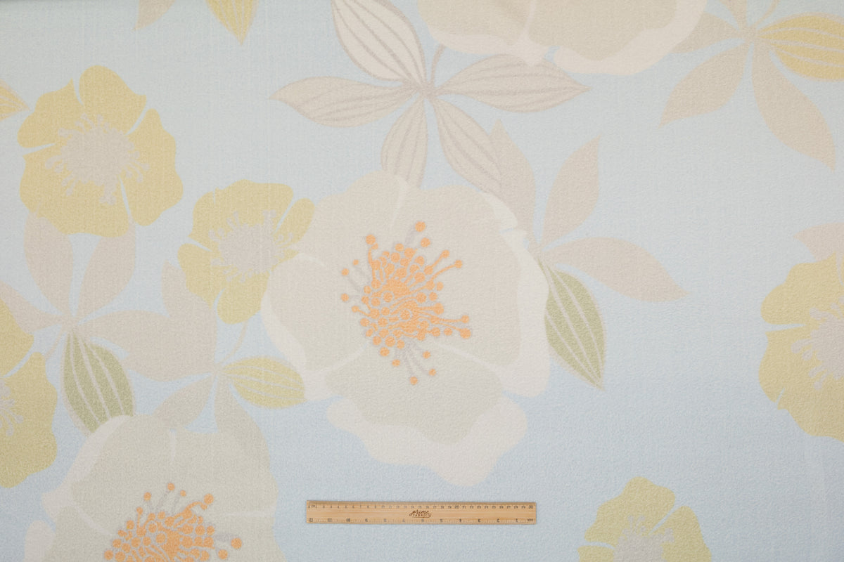 Floral Italian Double Wool Nylon Coating - Blue / Green / Orange