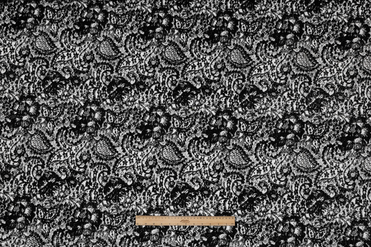 Abstract Paisley Viscose Nylon Coating - Black / White