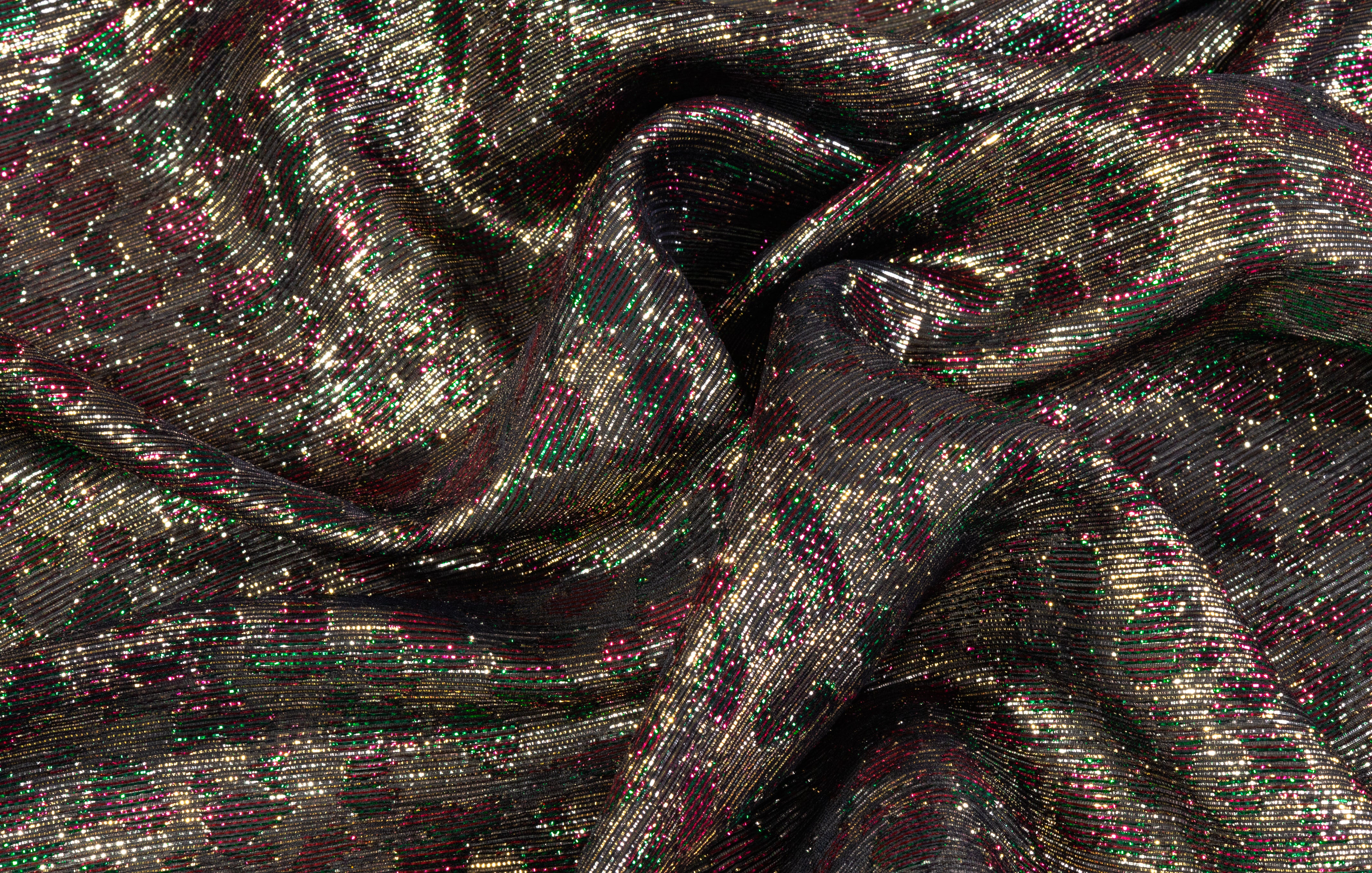 Cheetah Silk Lamé - Platinum / Fuchsia / Green