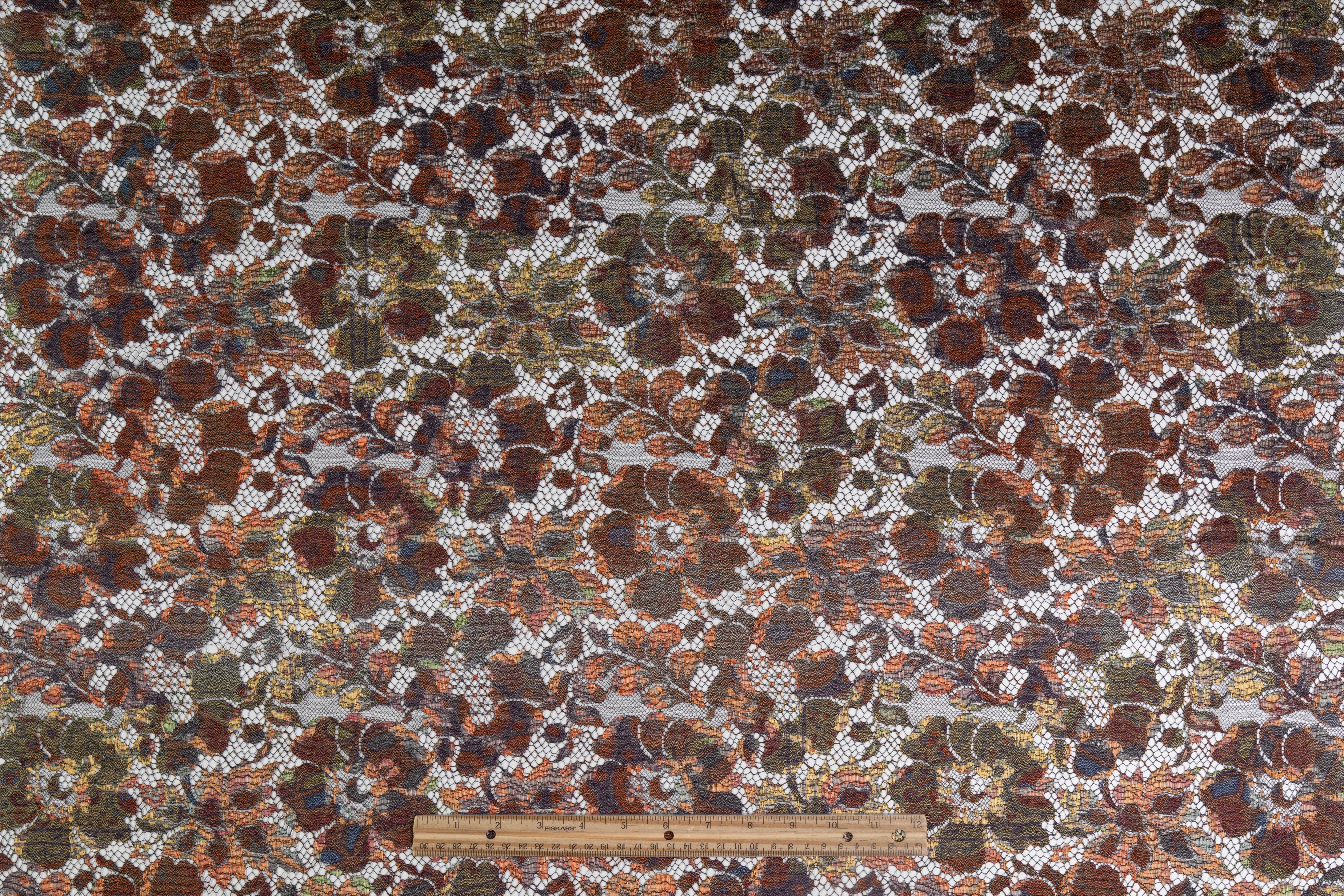 Solstiss - Floral Metallic Printed French Lace - Copper Patina