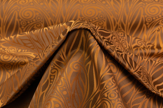 Abstract Italian Satin Brocade - Burned Orange