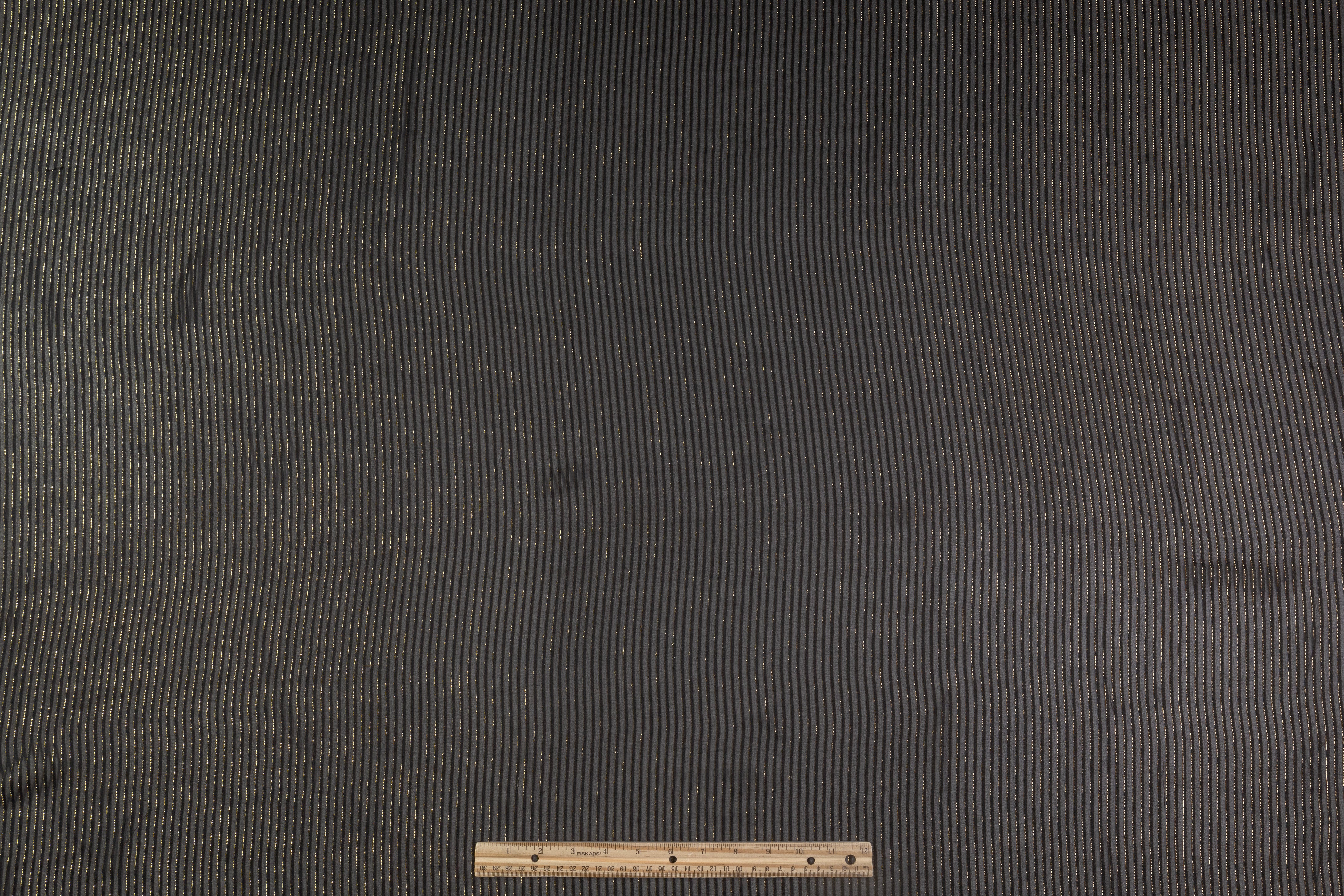 Striped Metallic Silk Chiffon - Black / Gold
