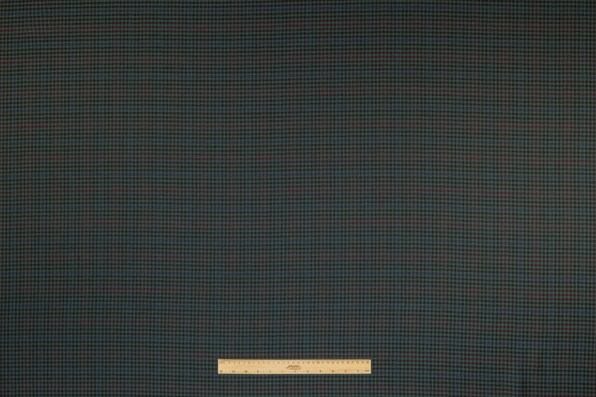 Checked Italian Wool Nylon Suiting - Green