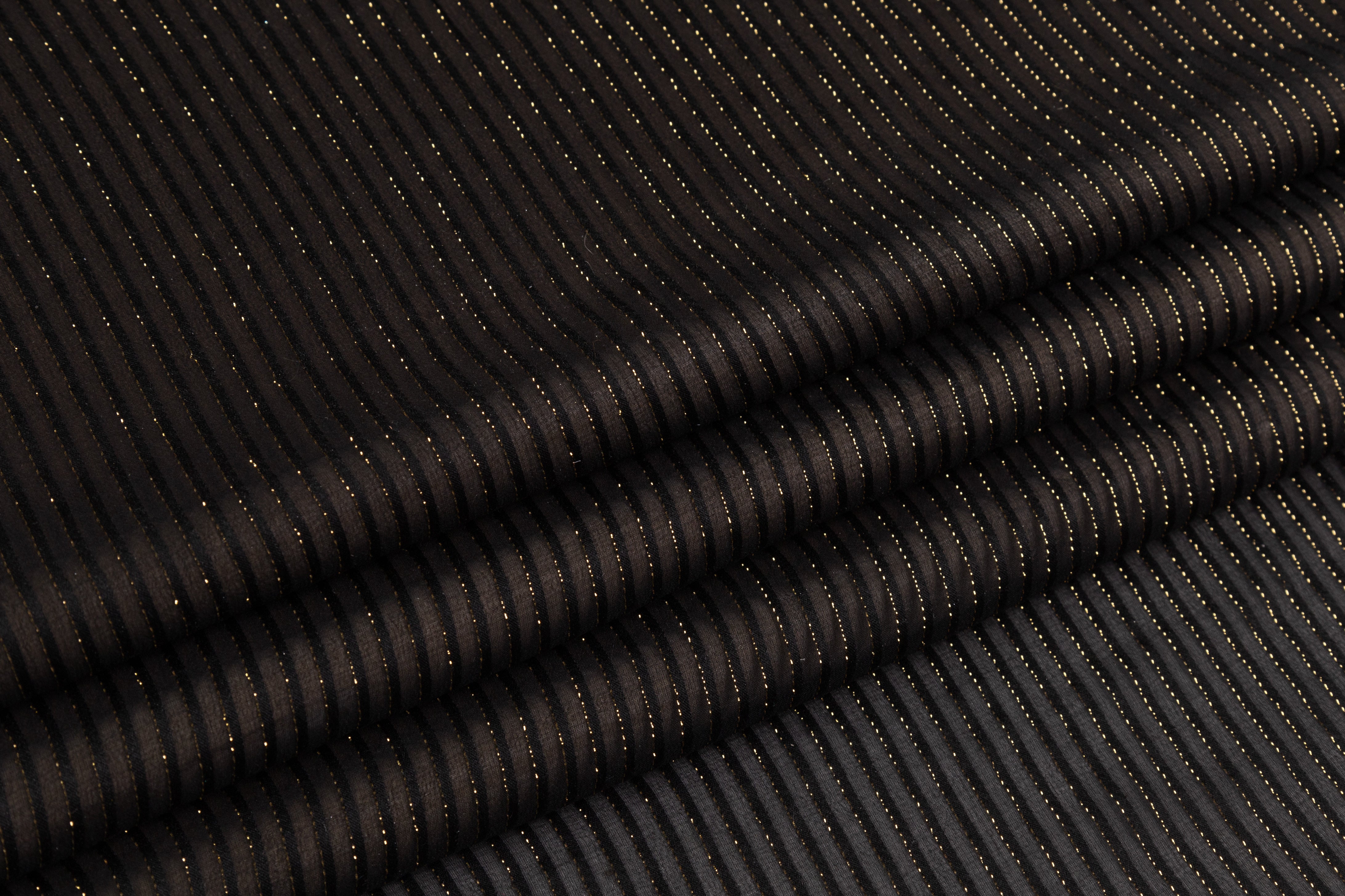 Striped Metallic Silk Chiffon - Black / Gold