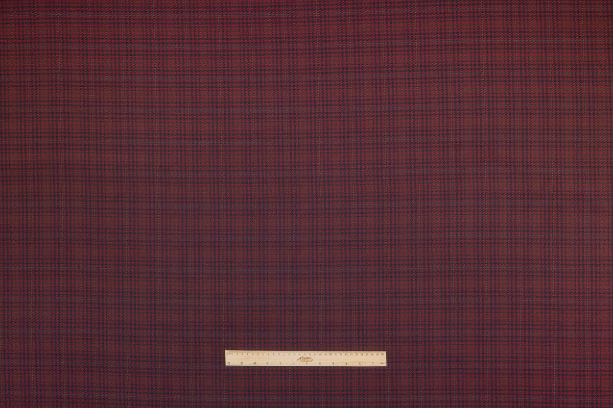 Checked Italian Wool Nylon Suiting - Burgundy