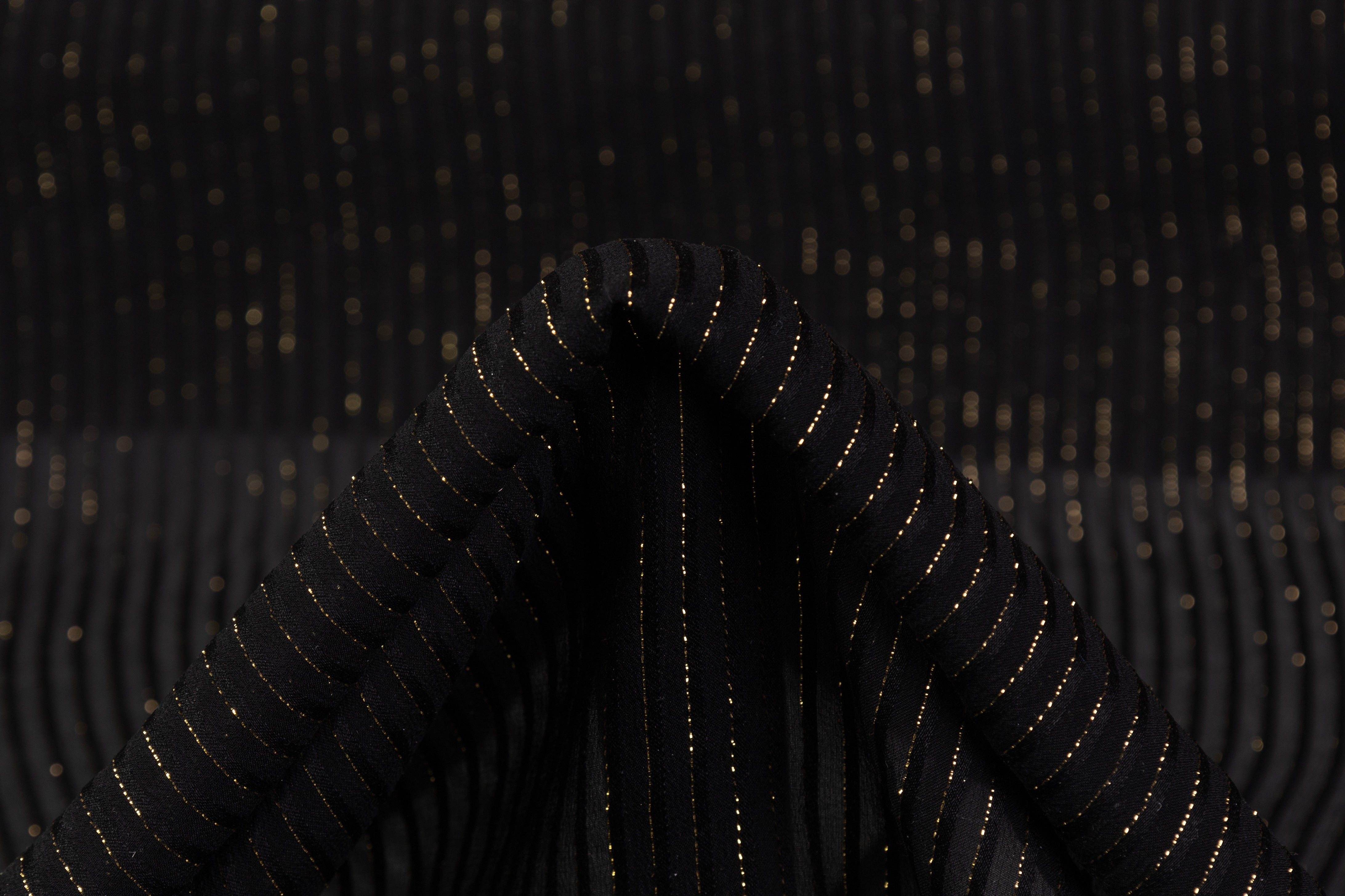 Striped Metallic Silk Chiffon - Black / Gold