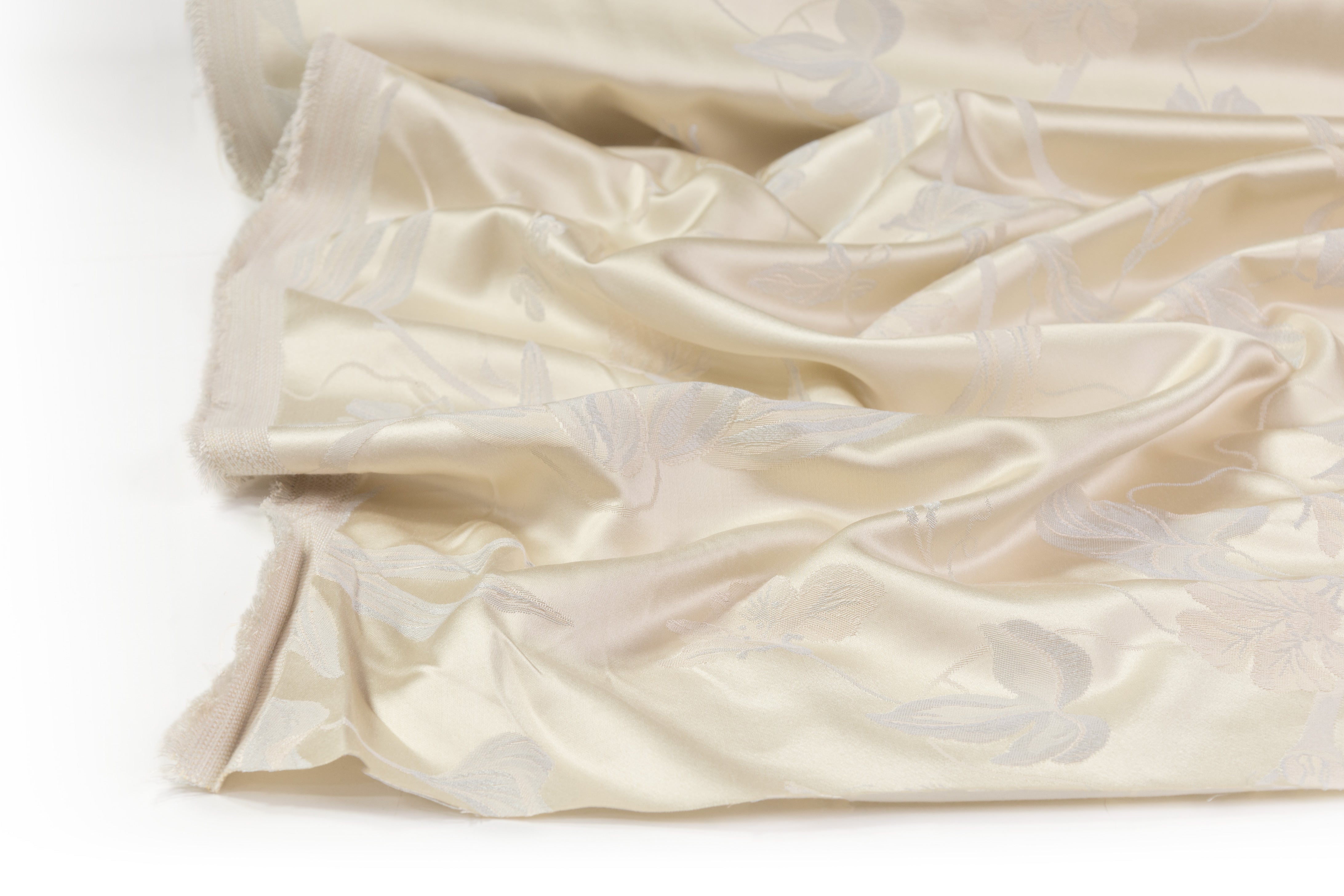 Floral Italian Satin Brocade - Ivory