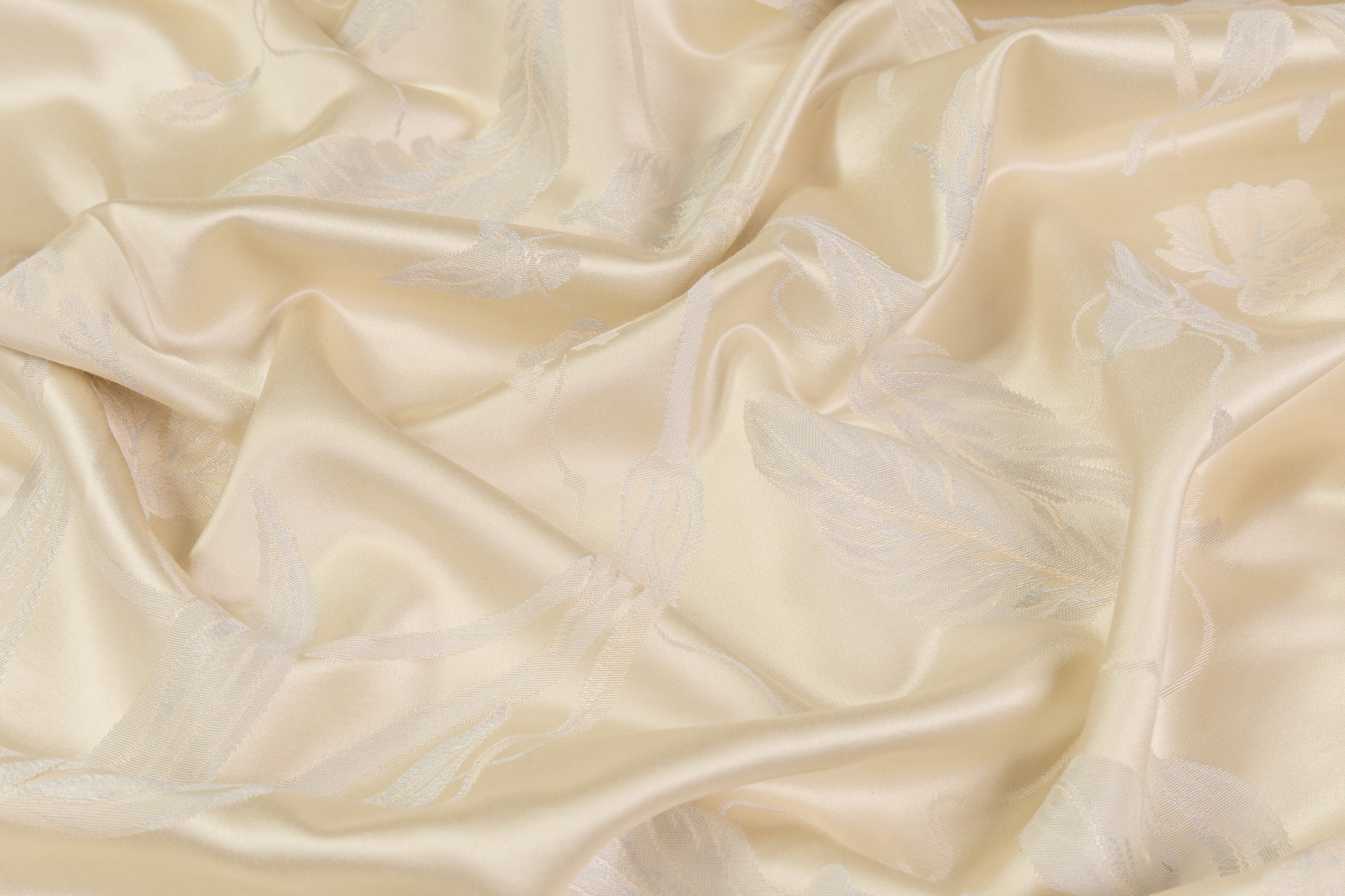 Floral Italian Satin Brocade - Ivory