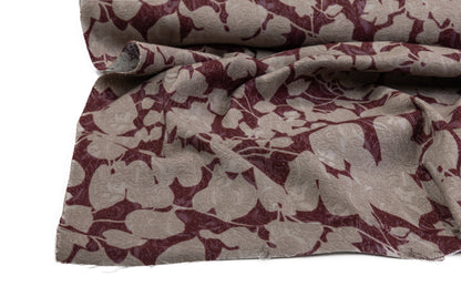 Abstract Italian Cotton Blend Brocade - Burgundy / Taupe