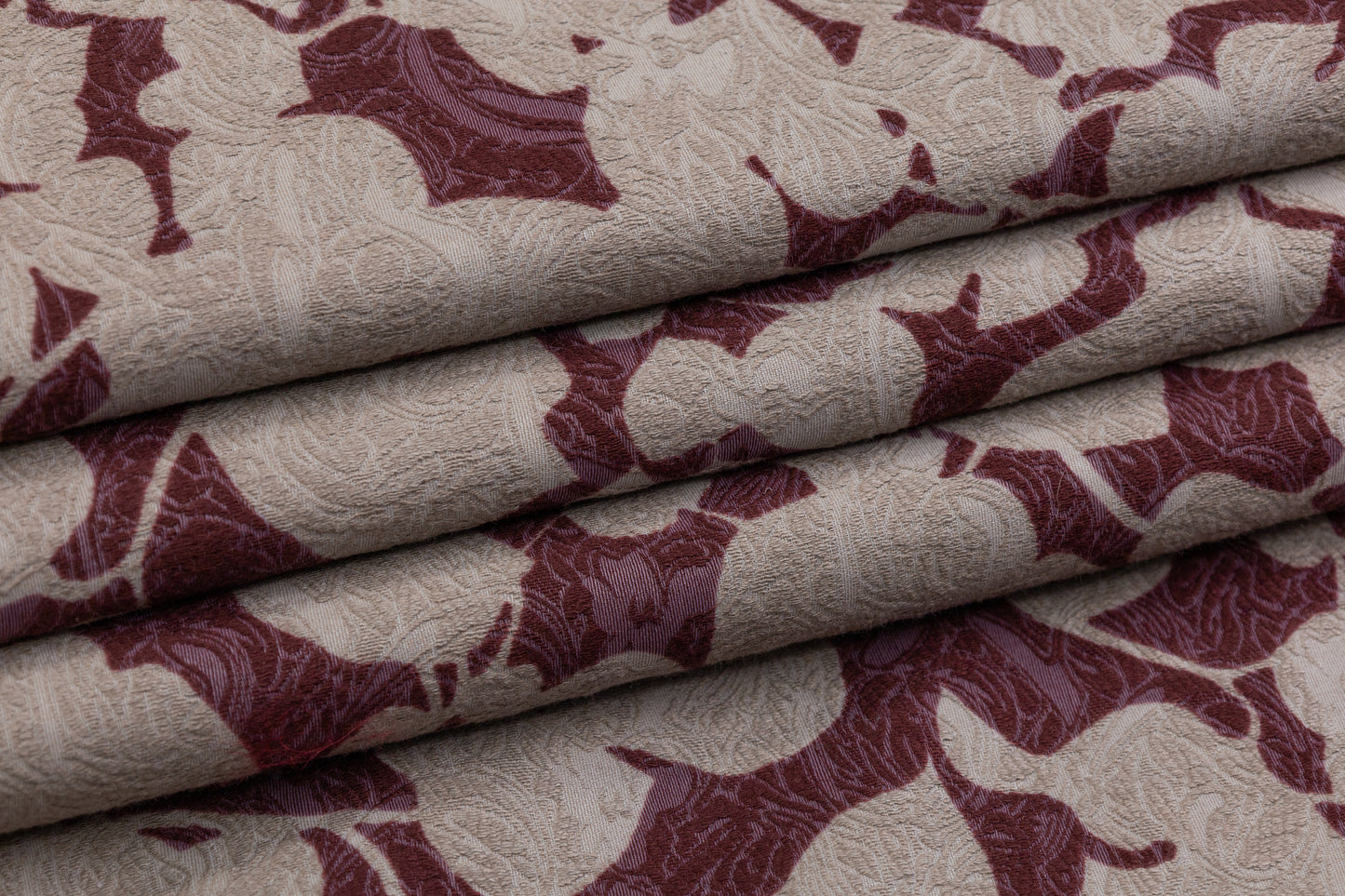 Abstract Italian Cotton Blend Brocade - Burgundy / Taupe