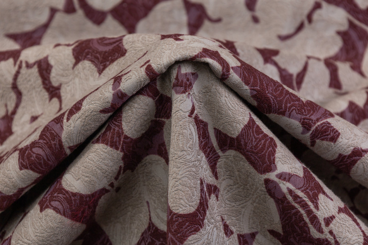 Abstract Italian Cotton Blend Brocade - Burgundy / Taupe