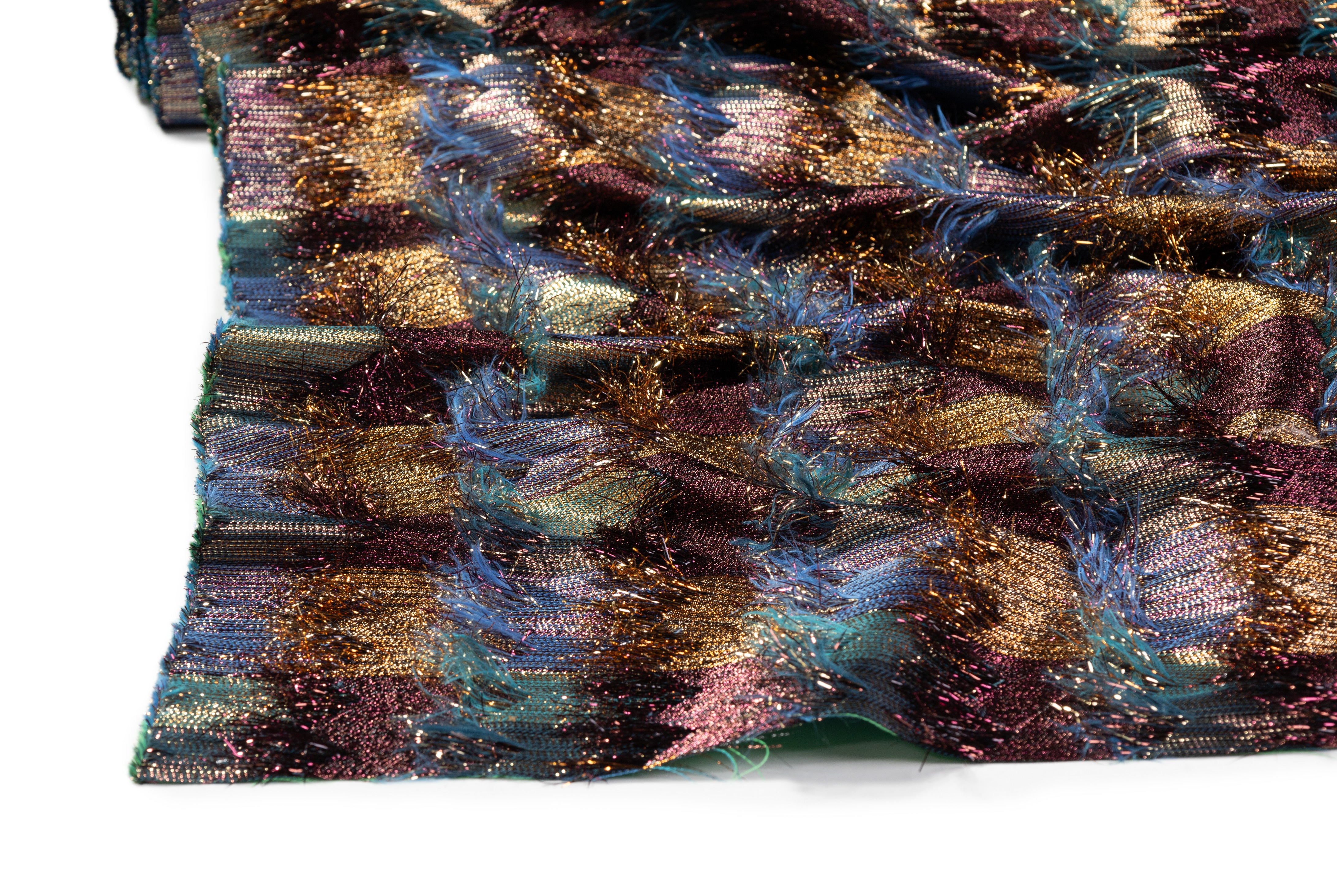 Fringed Metallic Silk Blend Brocade - Multicolor