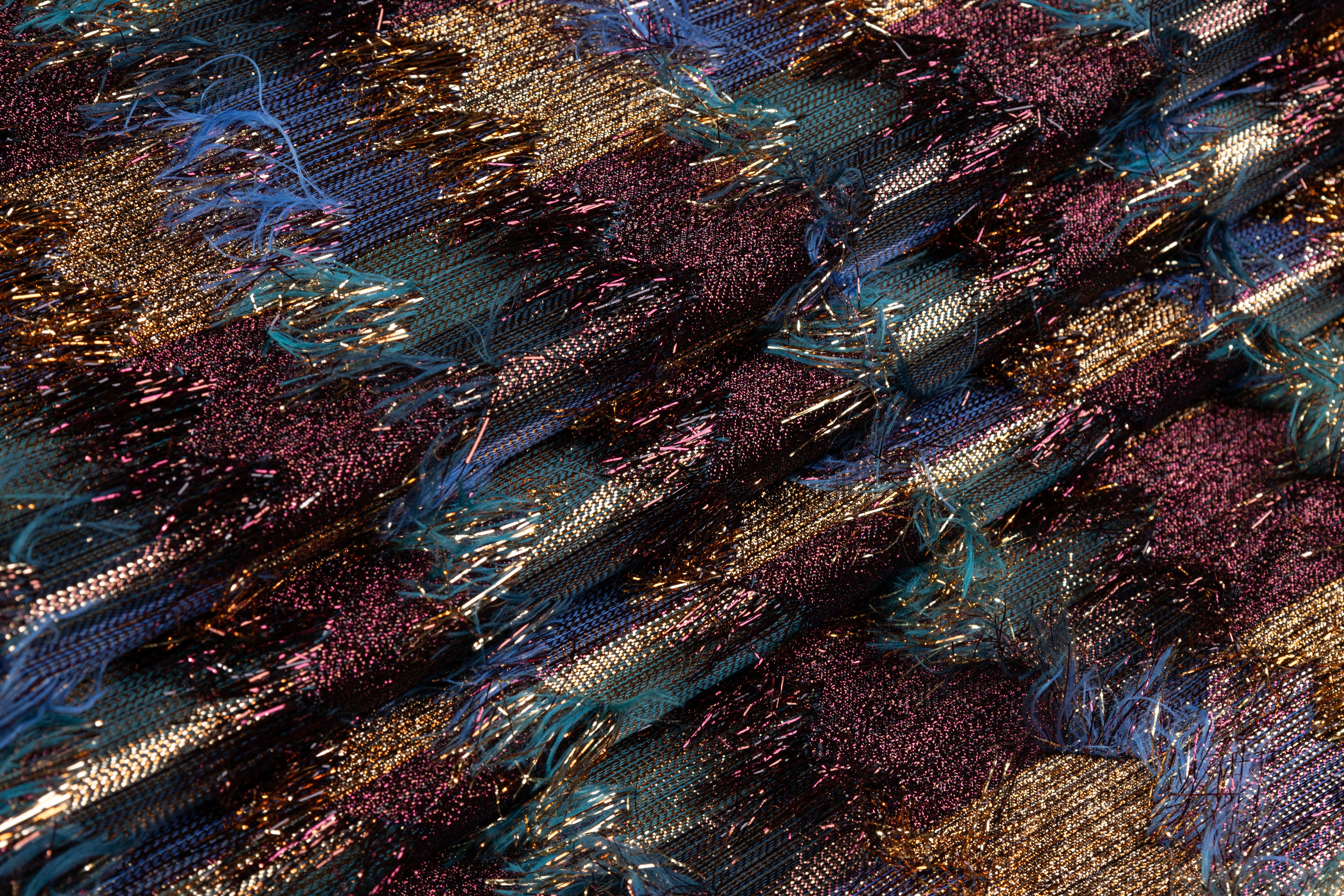 Fringed Metallic Silk Blend Brocade - Multicolor