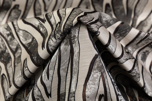 Abstract Metallic Italian Brocade - Taupe