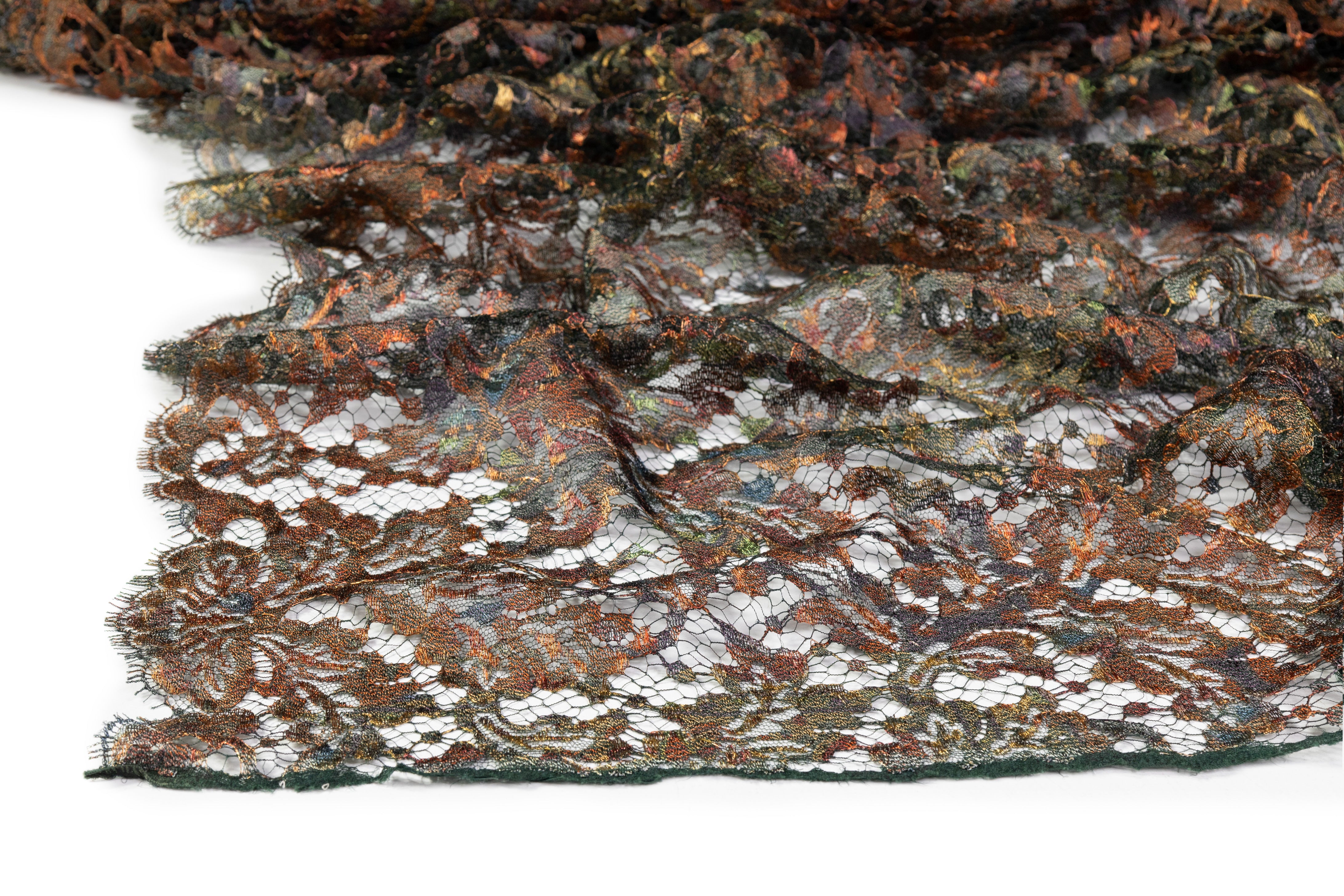 Solstiss - Metallic Printed French Lace - Copper Patina