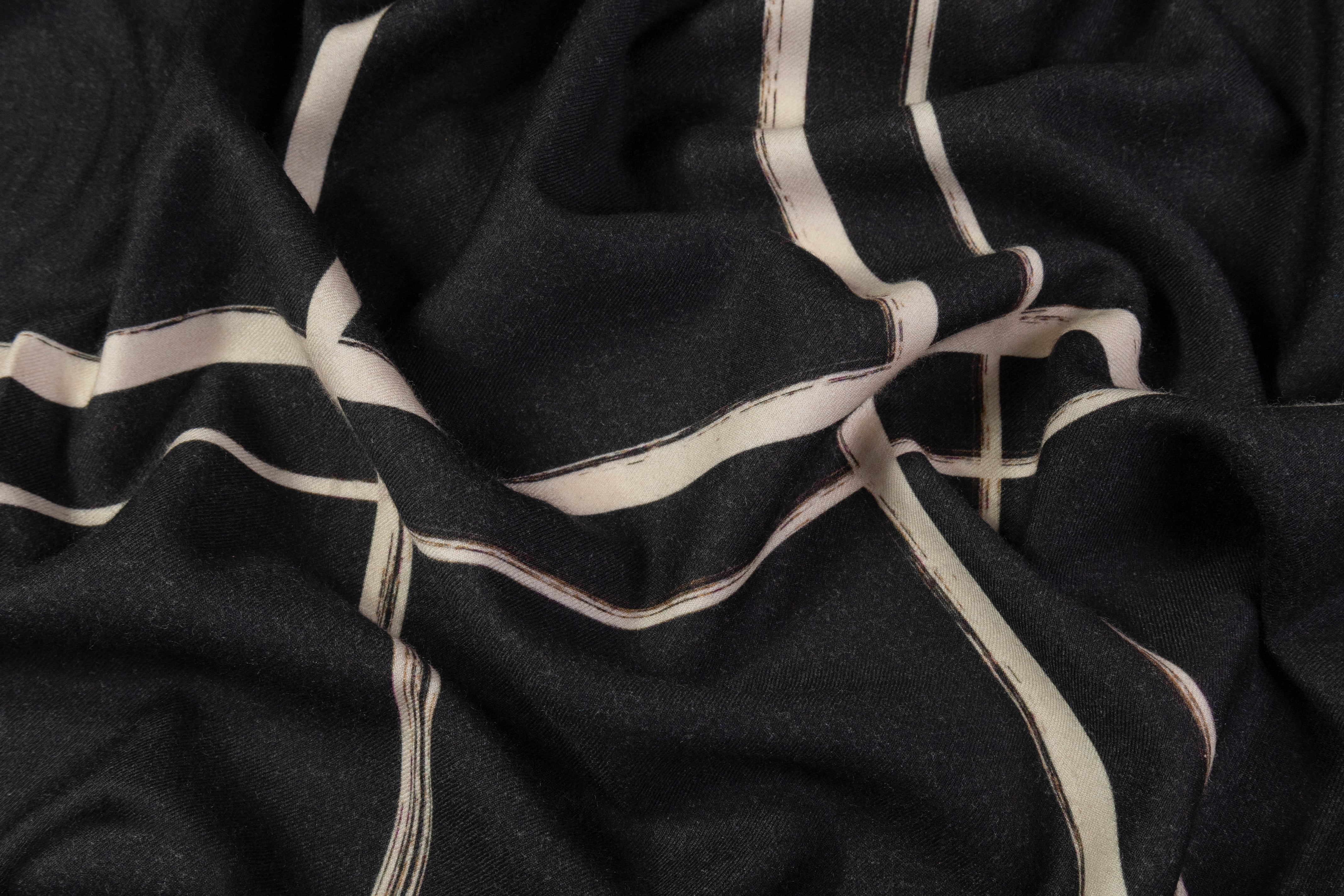 Plaid Printed Italian Wool - Washed Black