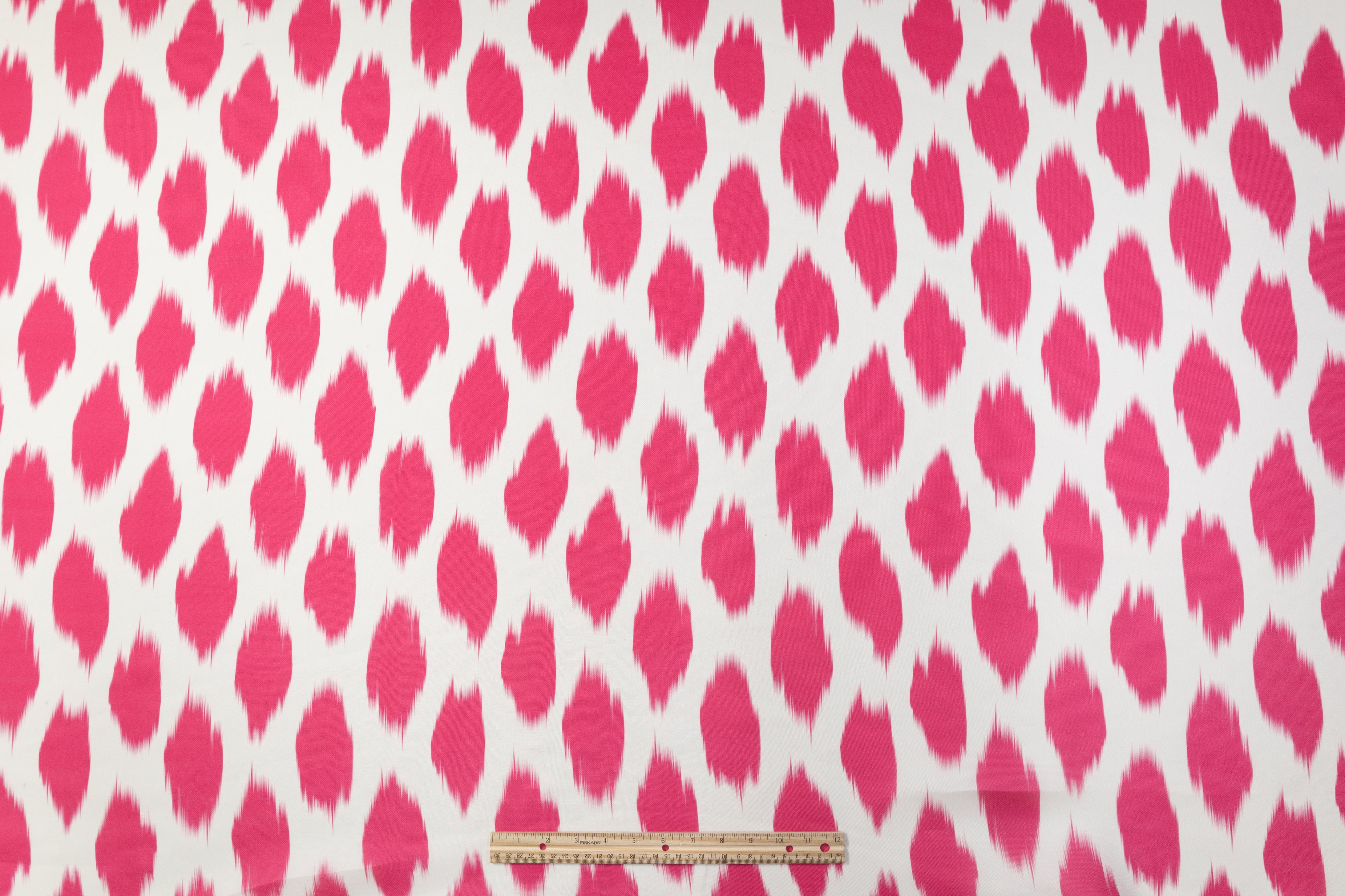 Printed Italian Silk Gazar - Magenta / White