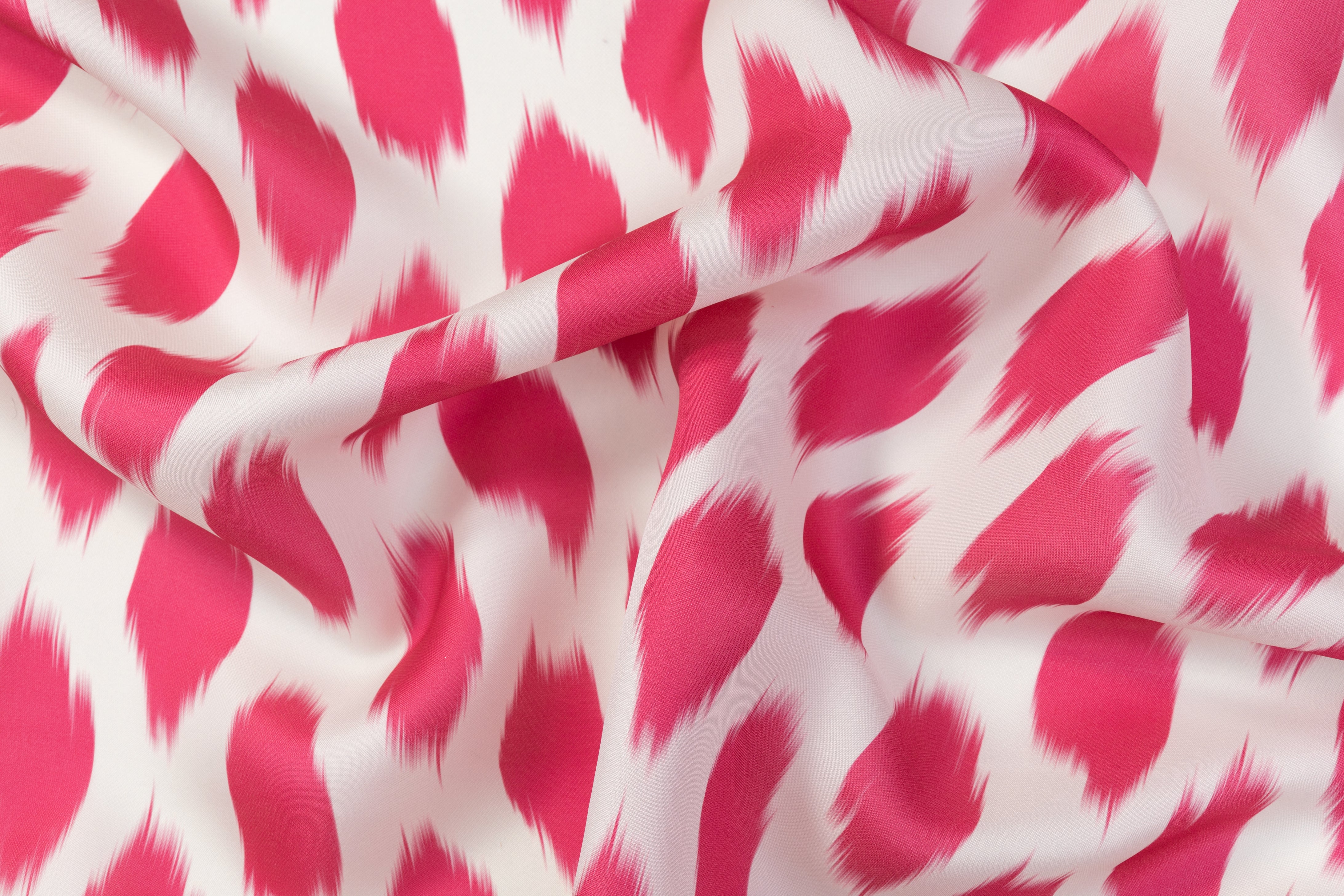 Printed Italian Silk Gazar - Magenta / White