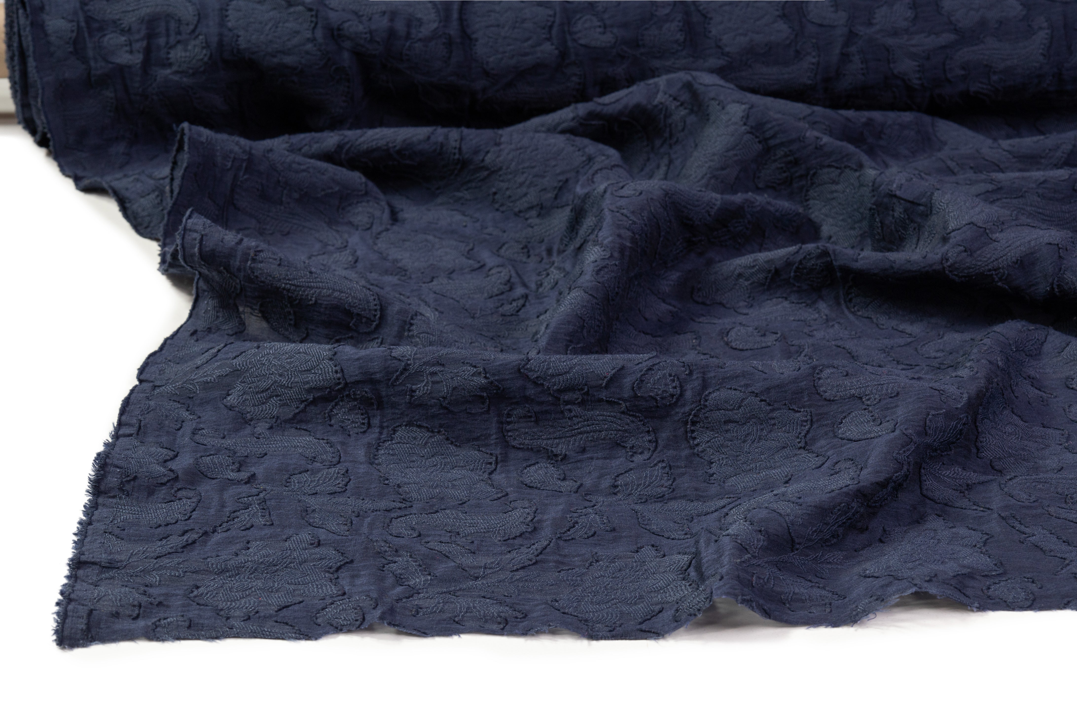 Floral Cotton Blend Fil Coupé - Blue