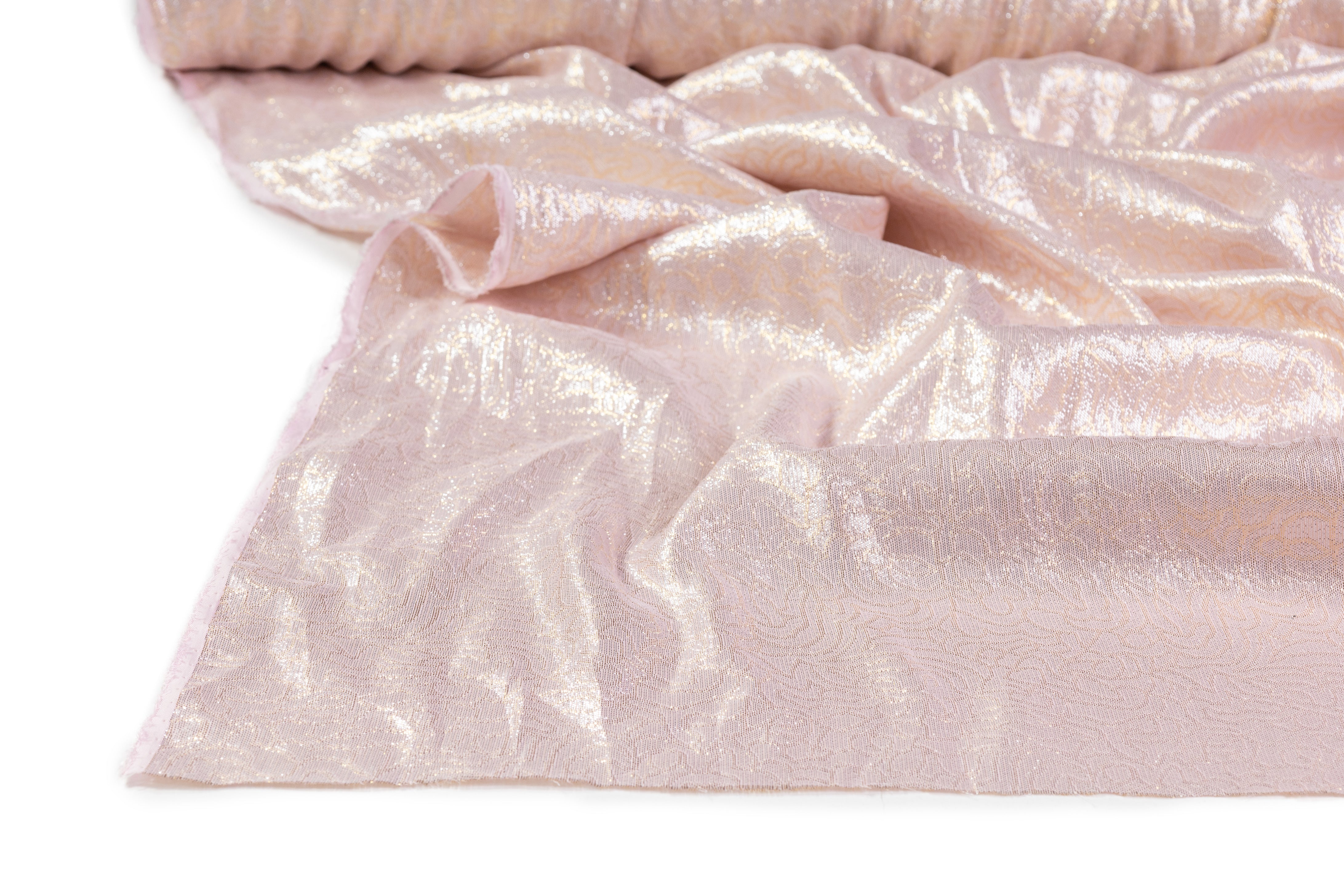 Italian Silk Lamé Jacquard - Pink / Gold / Silver