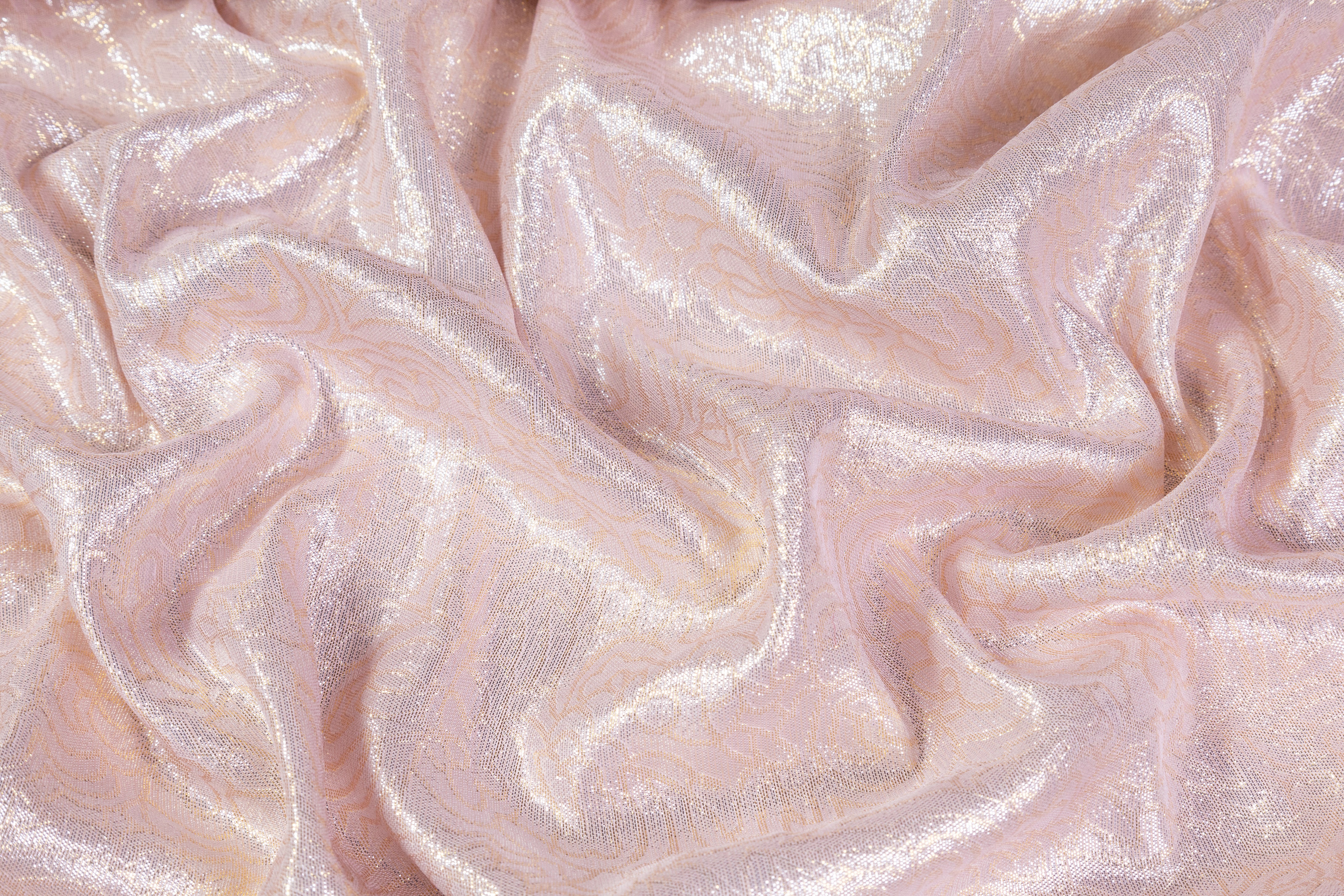 Italian Silk Lamé Jacquard - Pink / Gold / Silver