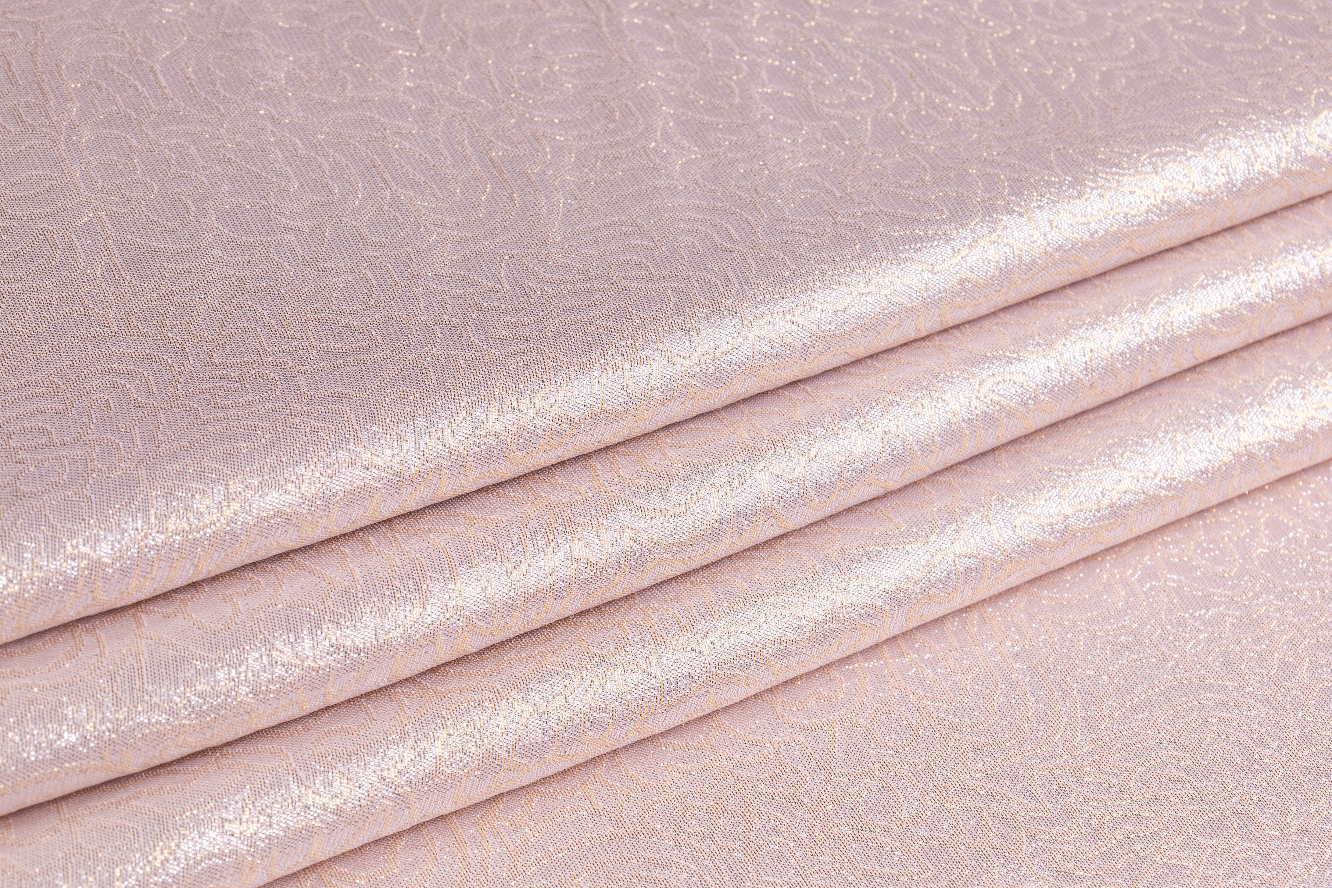 Italian Silk Lamé Jacquard - Pink / Gold / Silver