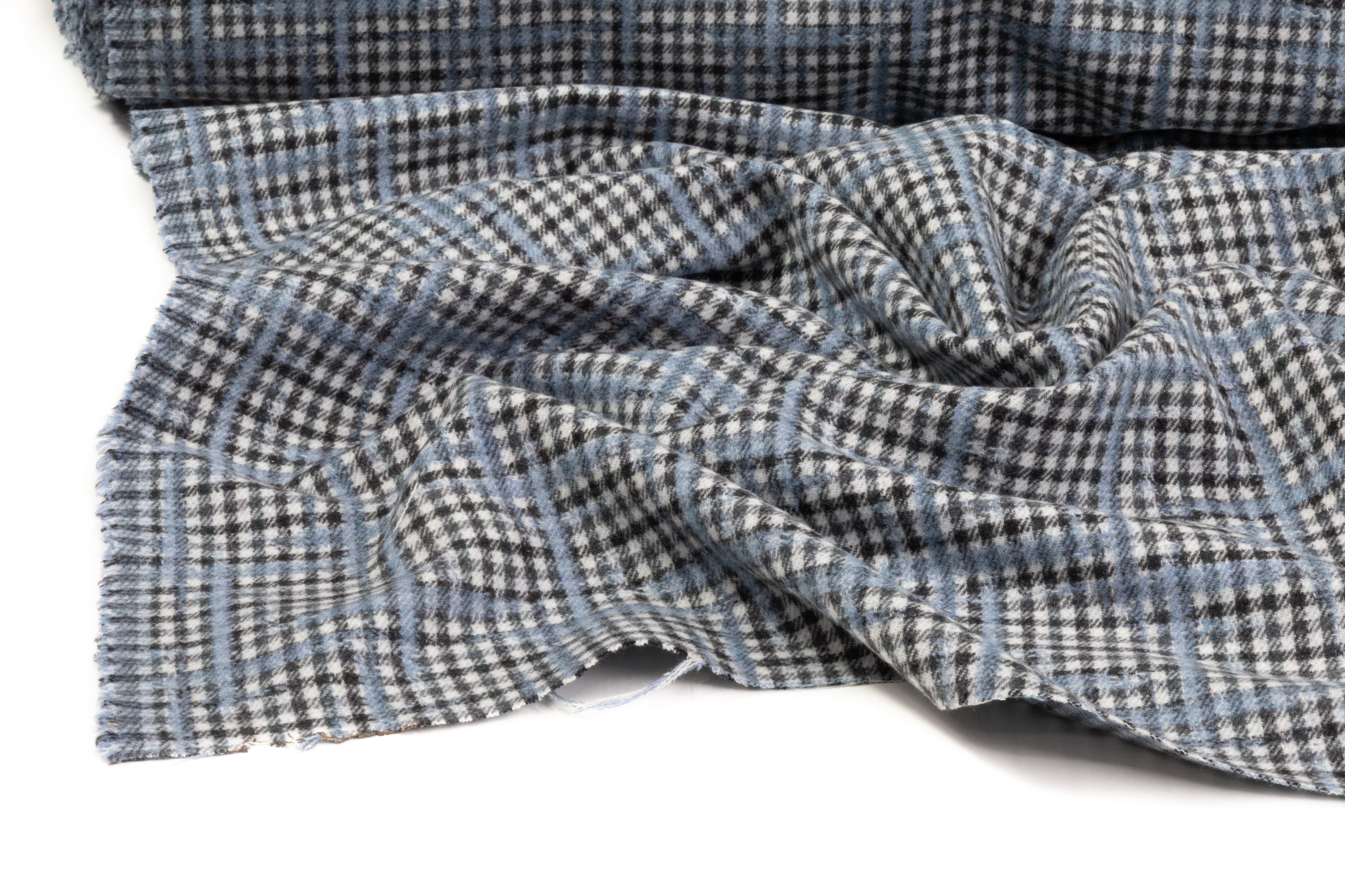 Armani - Checked Italian Wool Coating - Blue / White / Black