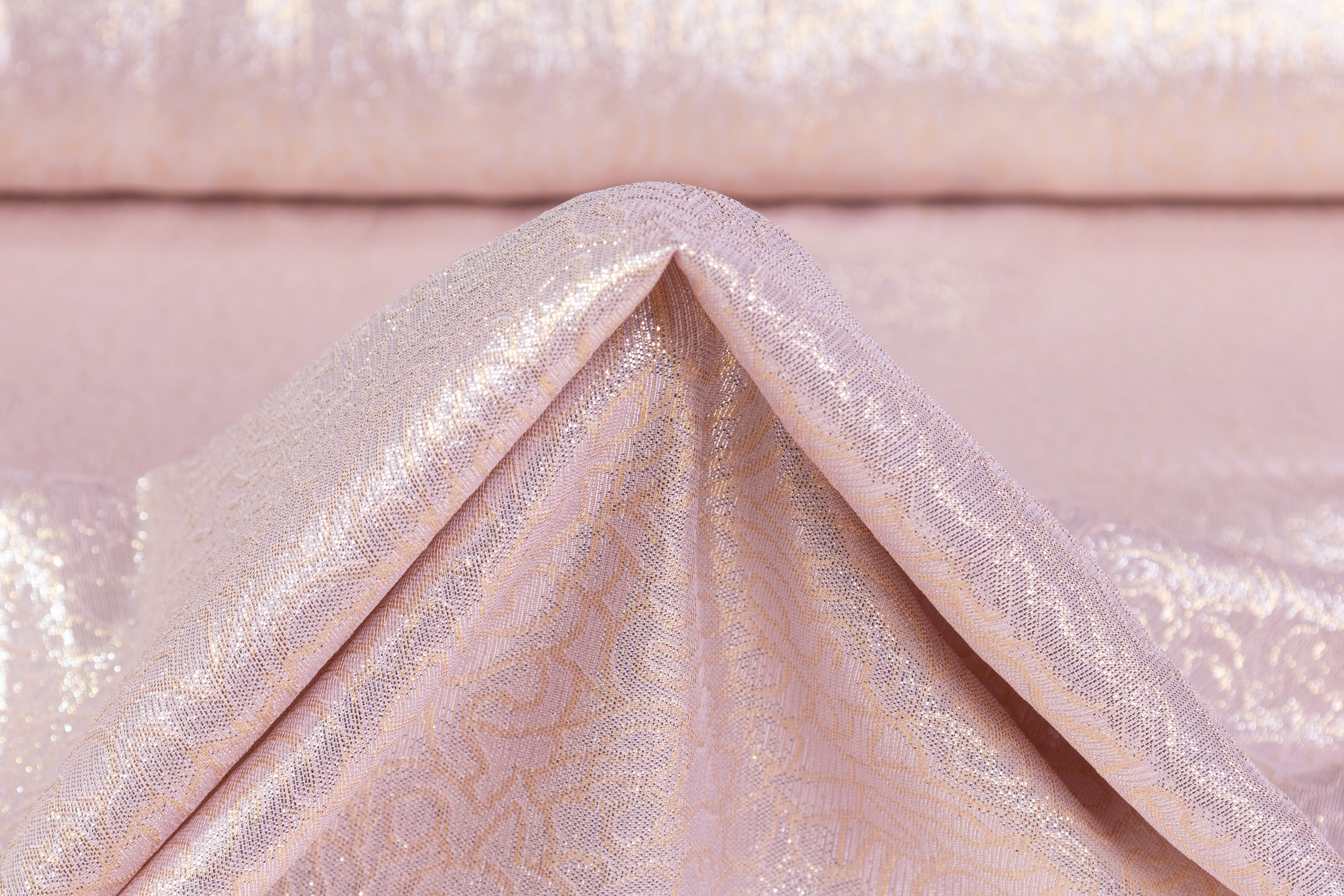 Italian Silk Lamé Jacquard - Pink / Gold / Silver