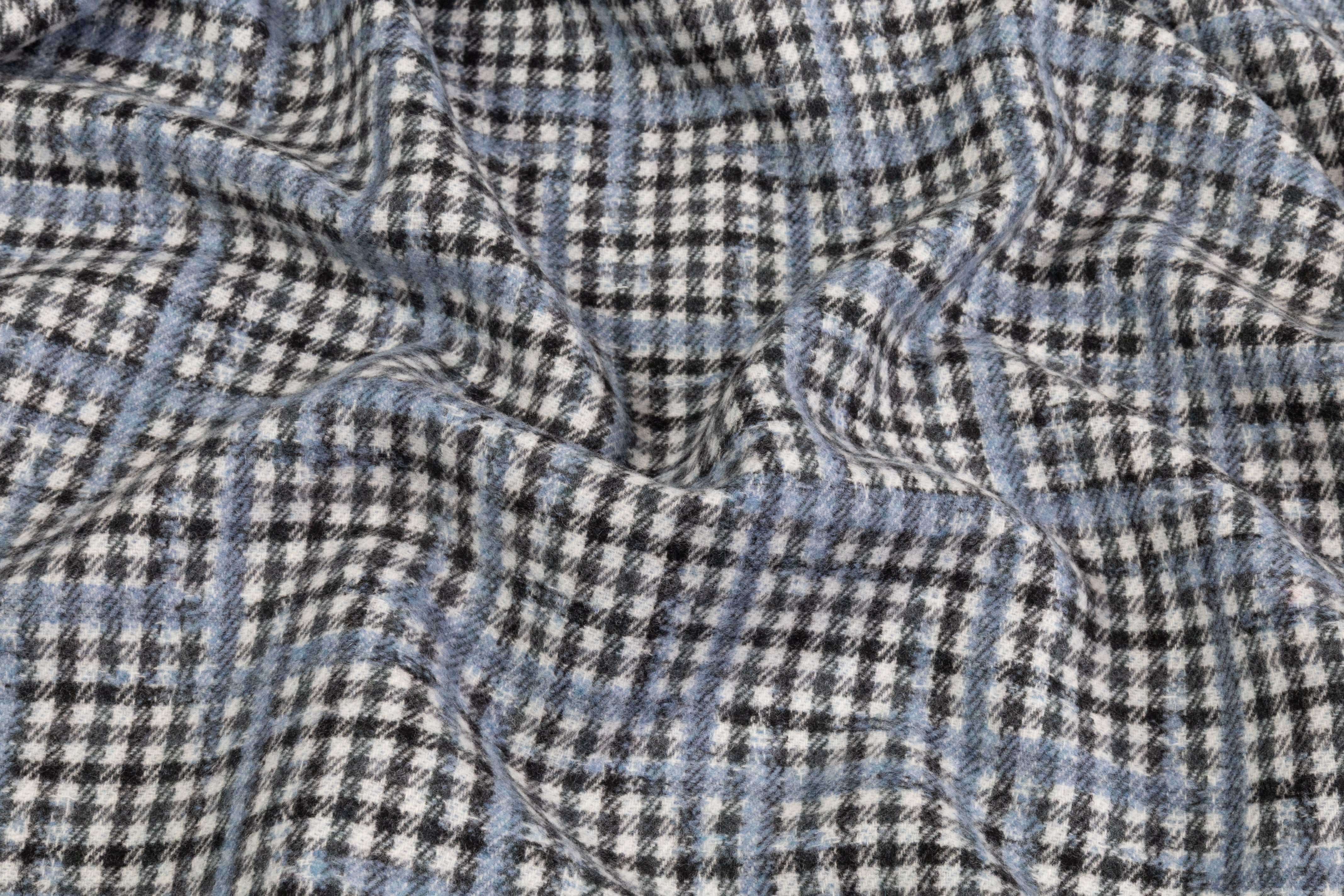 Armani - Checked Italian Wool Coating - Blue / White / Black