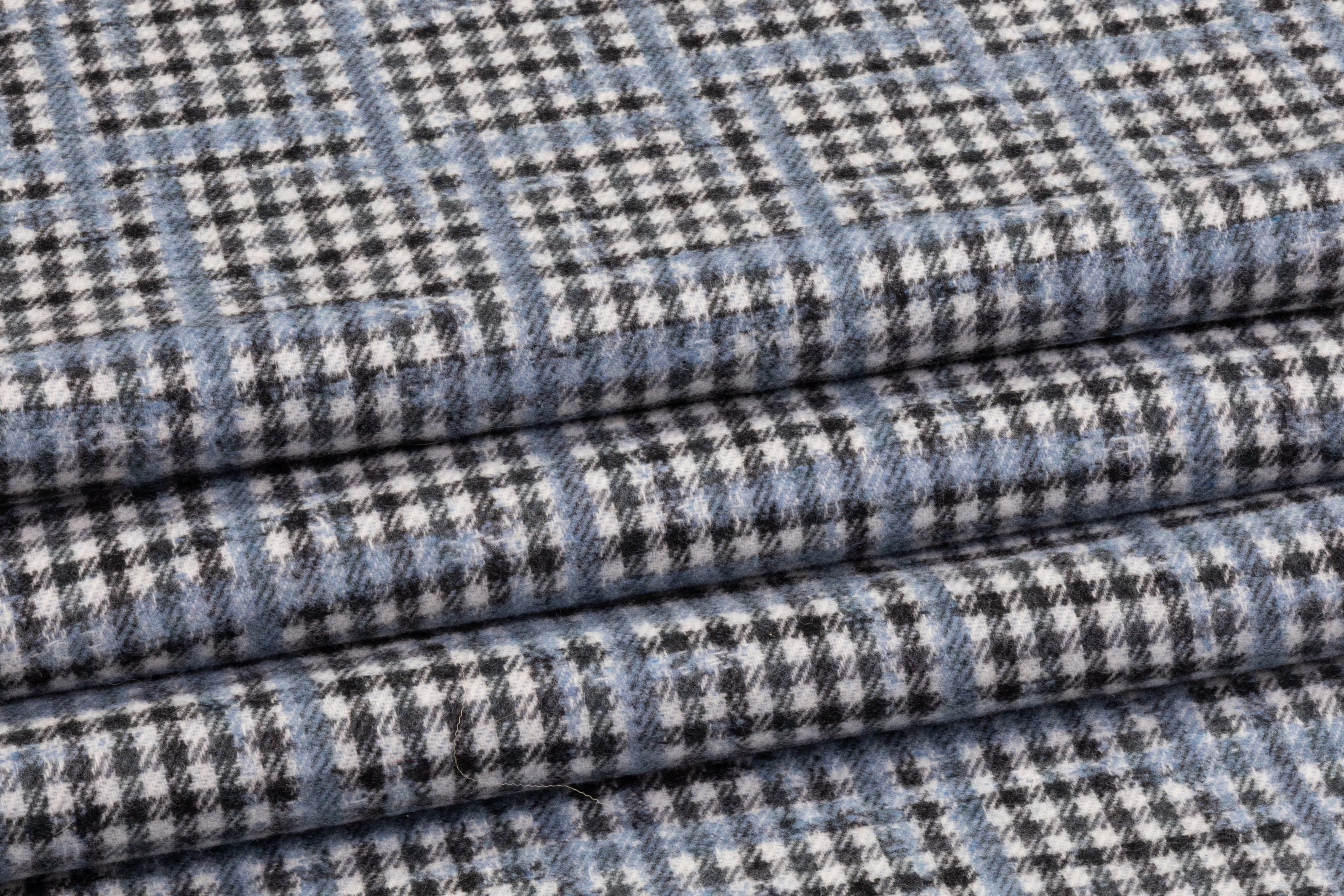 Armani - Checked Italian Wool Coating - Blue / White / Black