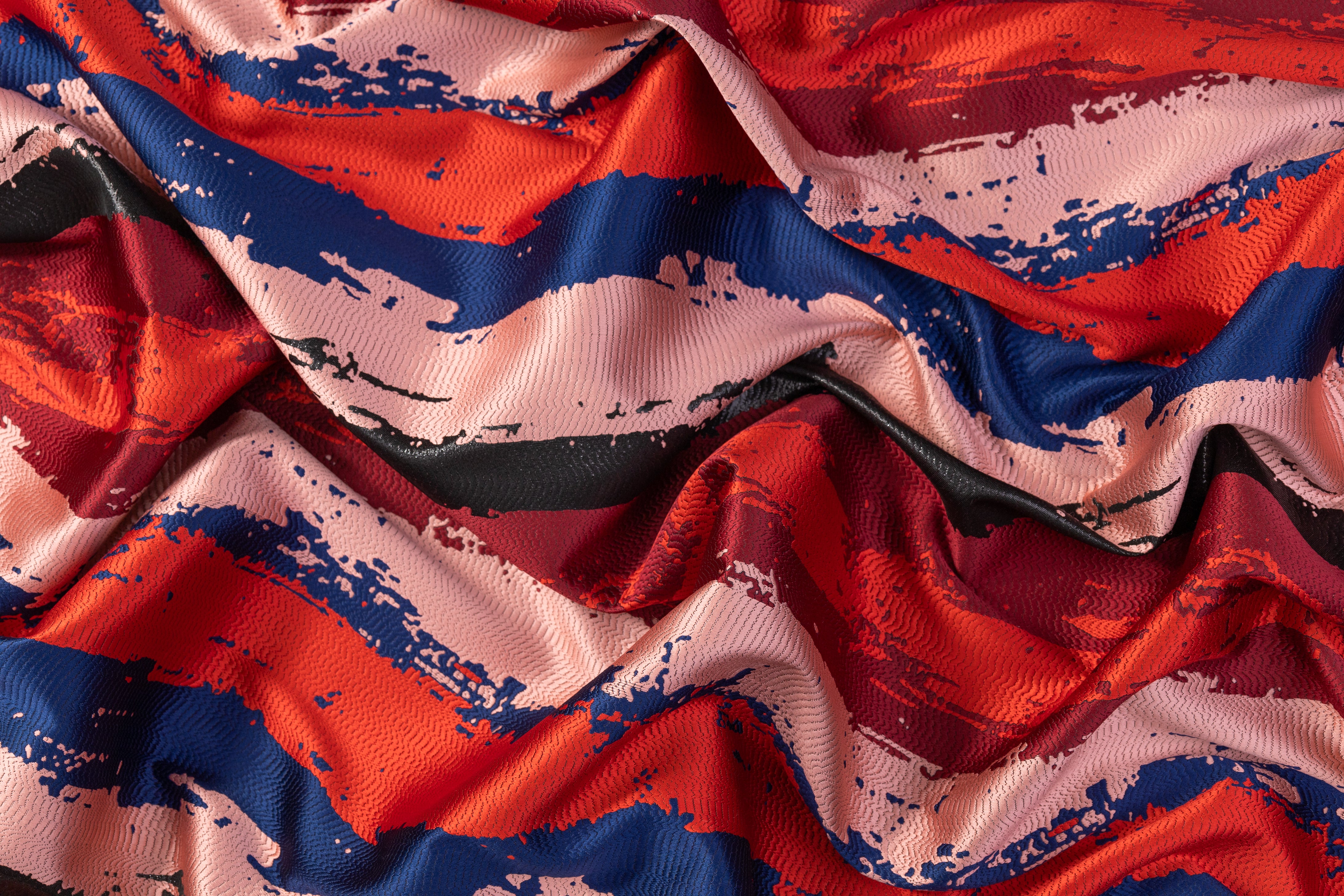 Striped Metallic Brocade - Red / Blue / Pink / Black
