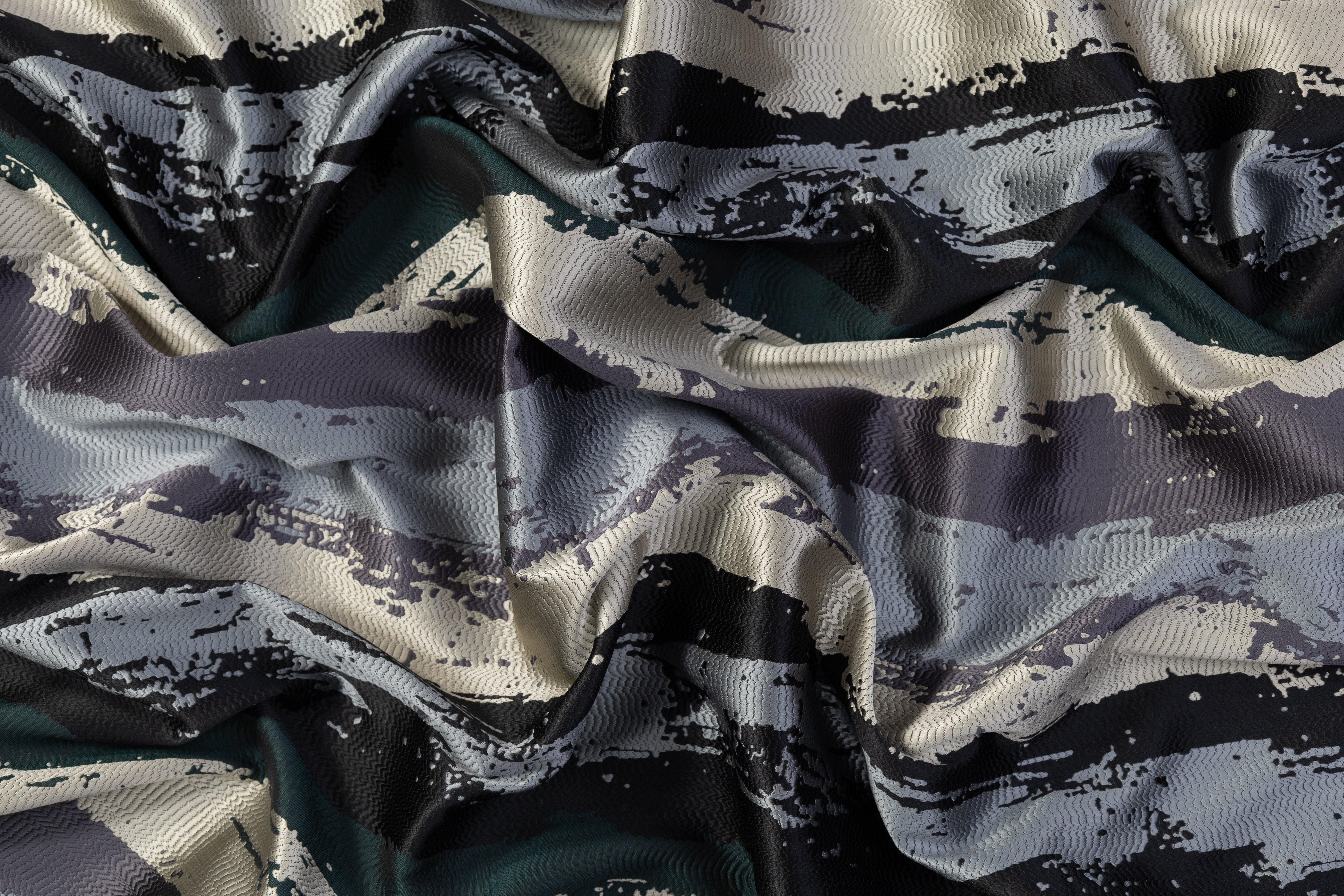 Striped Metallic Brocade - Green / Gray / Black